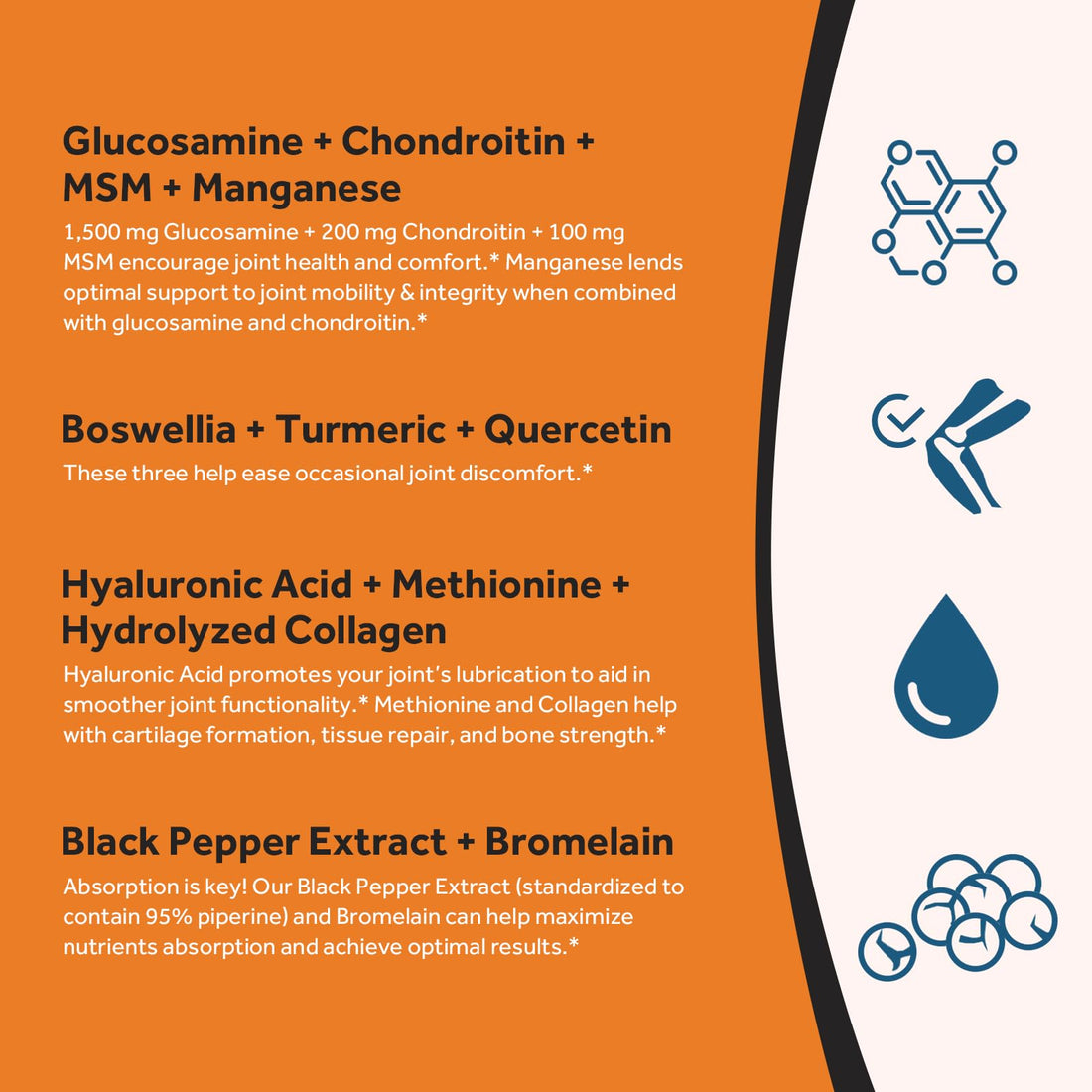 Doctor's Recipes Glucosamine Chondroitin MSM Turmeric Quercetin, Joint Support Supplement for Men & Women, with Black Pepper for High Absorption, Complete Joint Care, No Shellfish, 240 Tablets