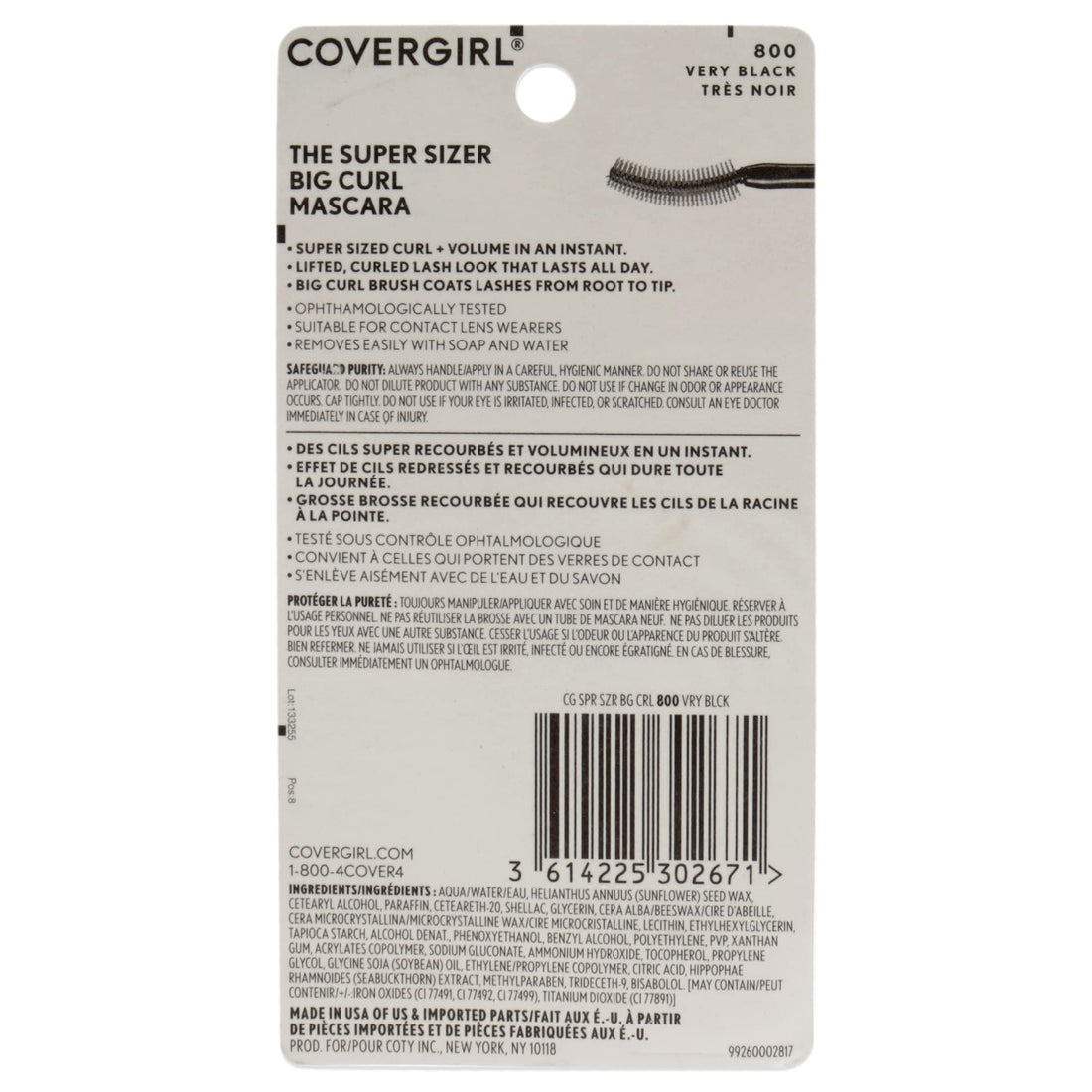 Covergirl Super Sizer Big Curl Regular Mascara, Very Black 800, 0.4 Ounce