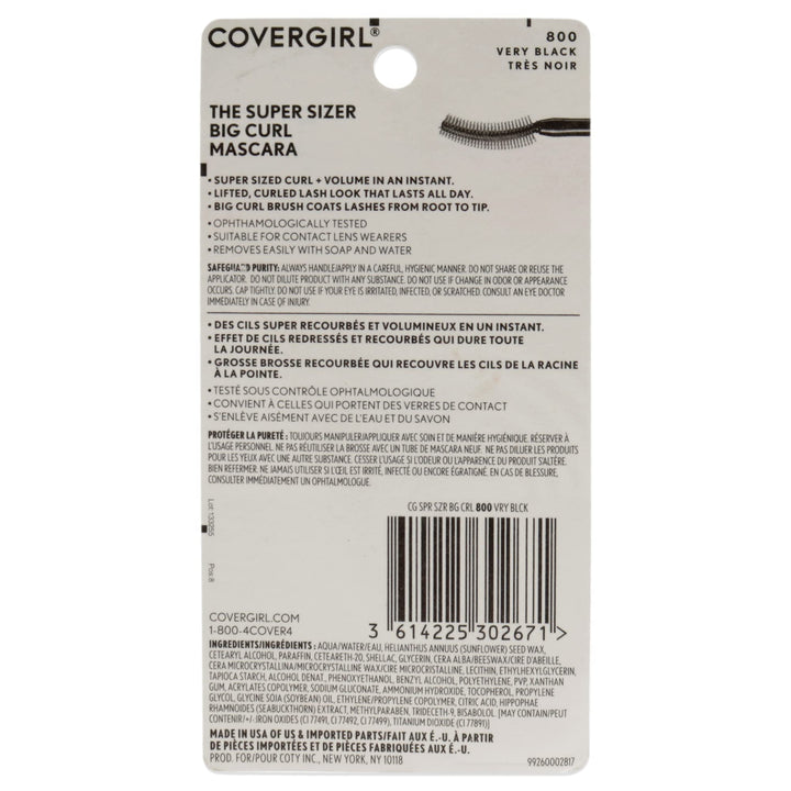Covergirl Super Sizer Big Curl Regular Mascara, Very Black 800, 0.4 Ounce