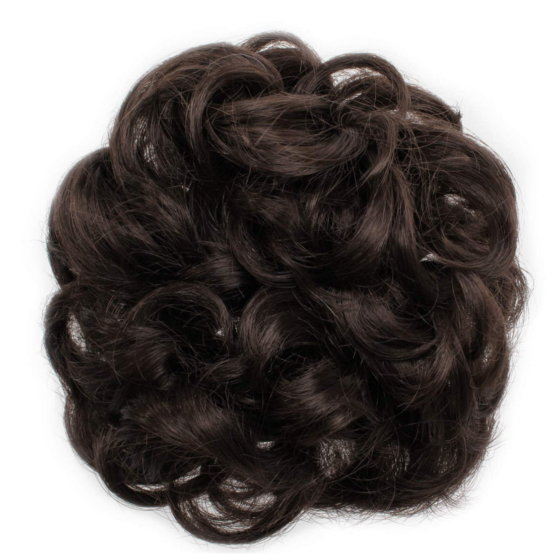 6#-Chestnut Brown : OneDor® Ladies Synthetic Wavy Curly or Messy Dish Hair Bun Extension Hairpiece Scrunchie Chignon Tray Ponytail (6#-Chestnut Brown)