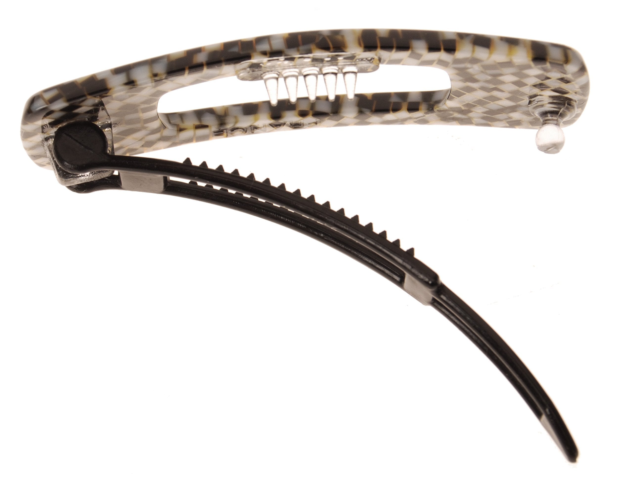 Opera Silver : France Luxe Mini Cutout Rectangle on Plastic Tige Boule Barrette - Opera Silver