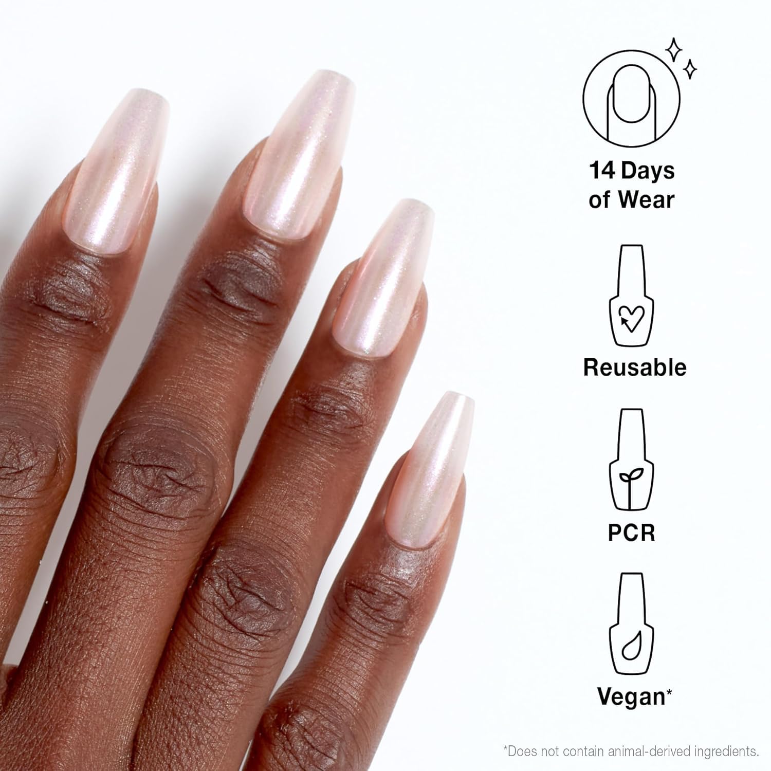 OPI xPRESS/ON Throw Me a Kiss | Soft Pink Long Coffin Press On Nails | With Nail Glue | Long Lasting, Reusable, Non-damaging