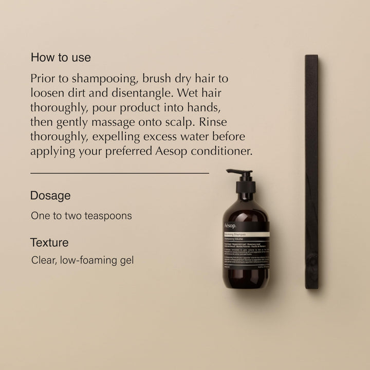 Aesop Volumising Shampoo | 16.9 oz Best Shampoo for Thinning Hair and Hair Loss | Paraben, Cruelty-Free & Vegan Hair Growth Shampoo for Men & Women | Hair Thickening Shampoo for All Hair Types