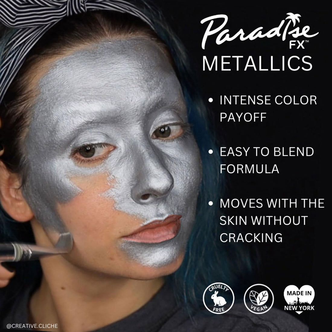 Mehron Makeup Paradise Makeup AQ Face & Body Paint (1.4 oz) (Metallic Dark Blue)