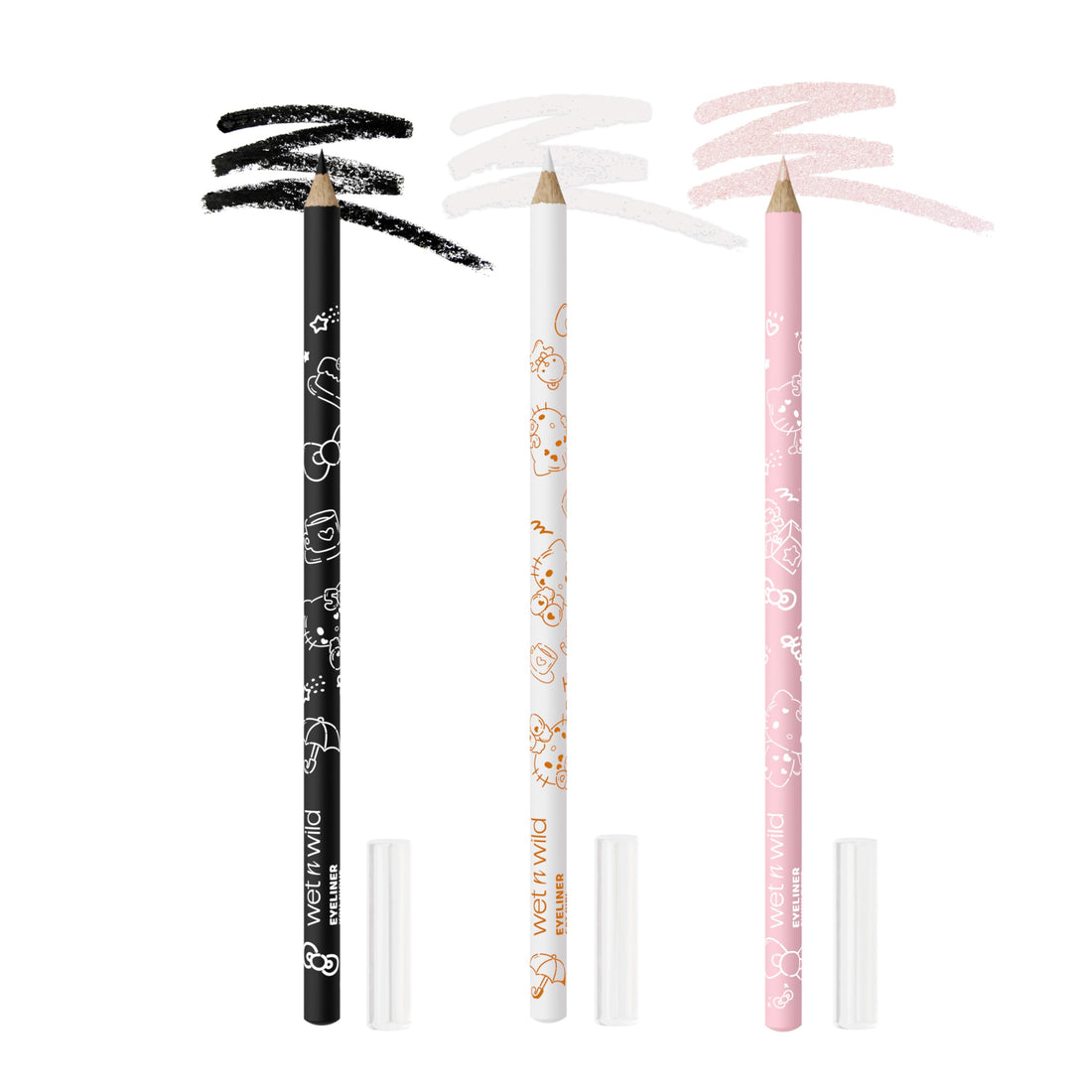 wet n wild Hello Kitty 3-Piece Eyeliner Pencil Set, Multi-Functional Smooth Creamy Versatile Application, Long-Wearing Finish, Cruelty-Free & Vegan