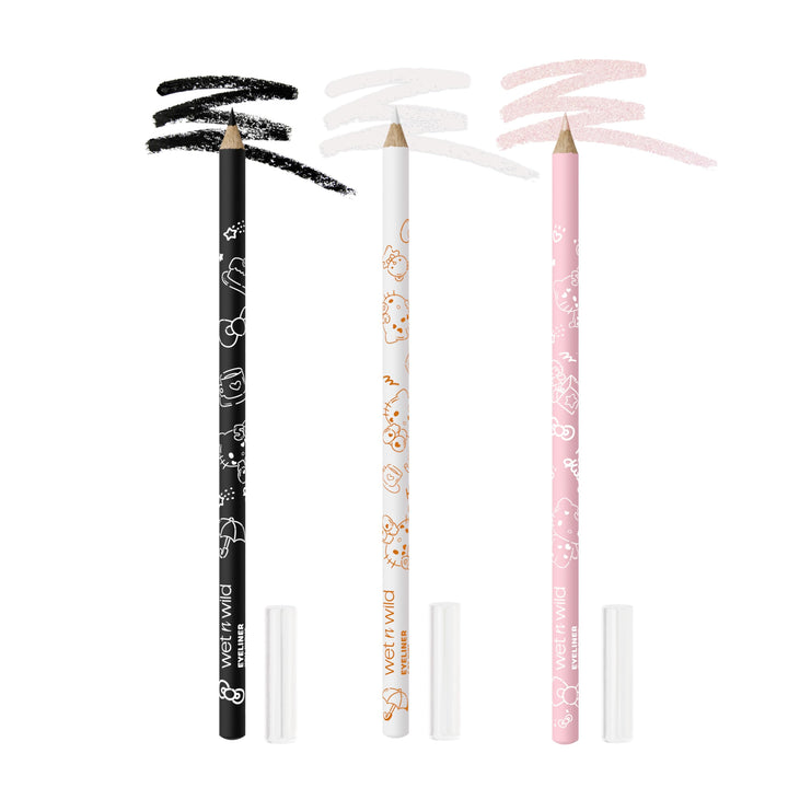 wet n wild Hello Kitty 3-Piece Eyeliner Pencil Set, Multi-Functional Smooth Creamy Versatile Application, Long-Wearing Finish, Cruelty-Free & Vegan