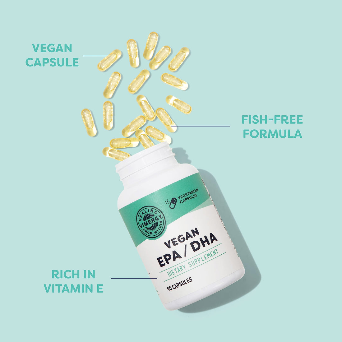 Vimergy EPA/DHA – Promotes Brain & Eye Health* – Supports Joints & Cardiovascular Health* – Kosher, Vegan & Gluten-Free – 90 Capsules