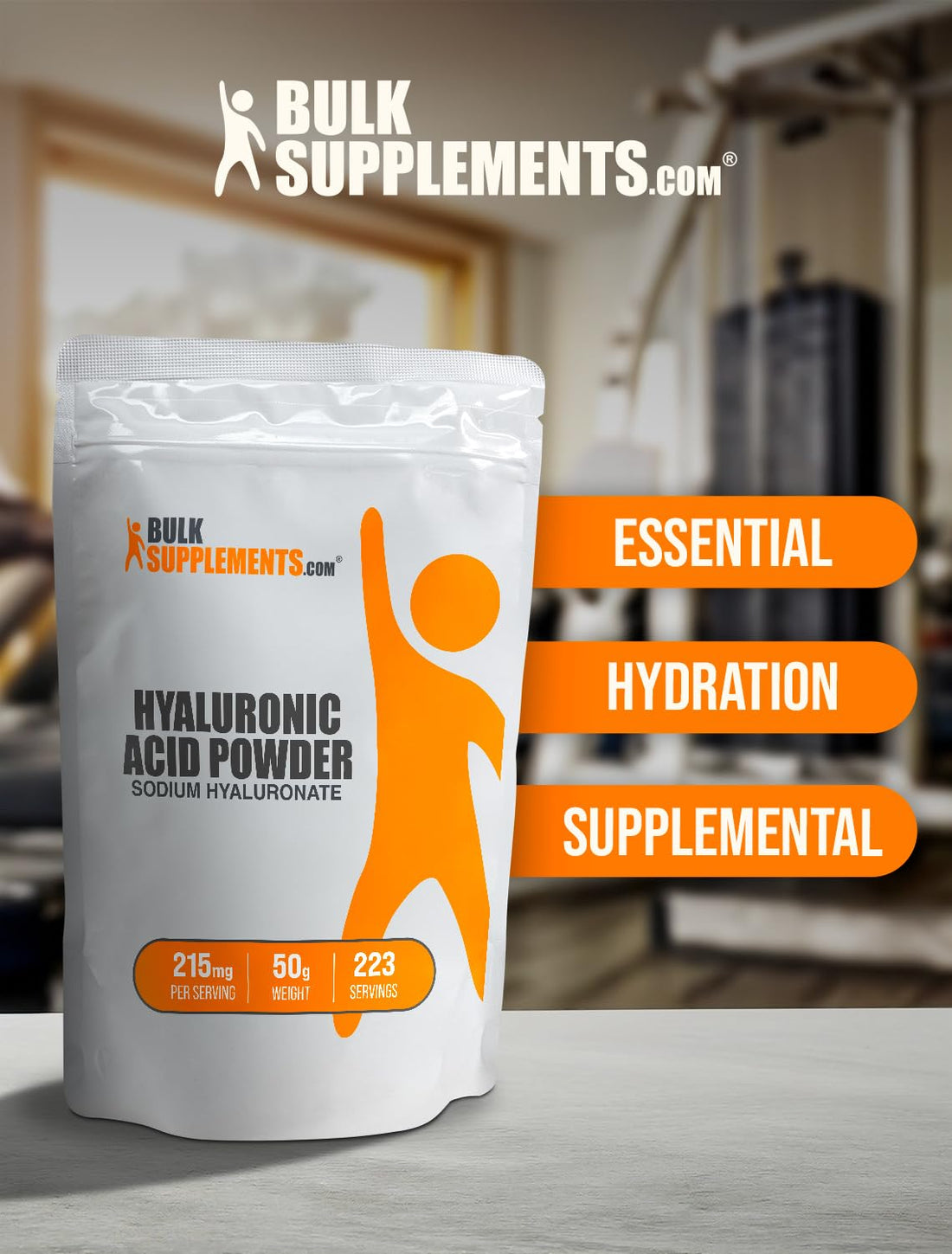 BulkSupplements.com Hyaluronic Acid Powder - Hyaluronic Acid Supplements, Hyaluronic Acid 215mg - Hyaluronic Acid Food Grade, Gluten Free - 215mg per Serving, 50g (1.8 oz) (Pack of 1)