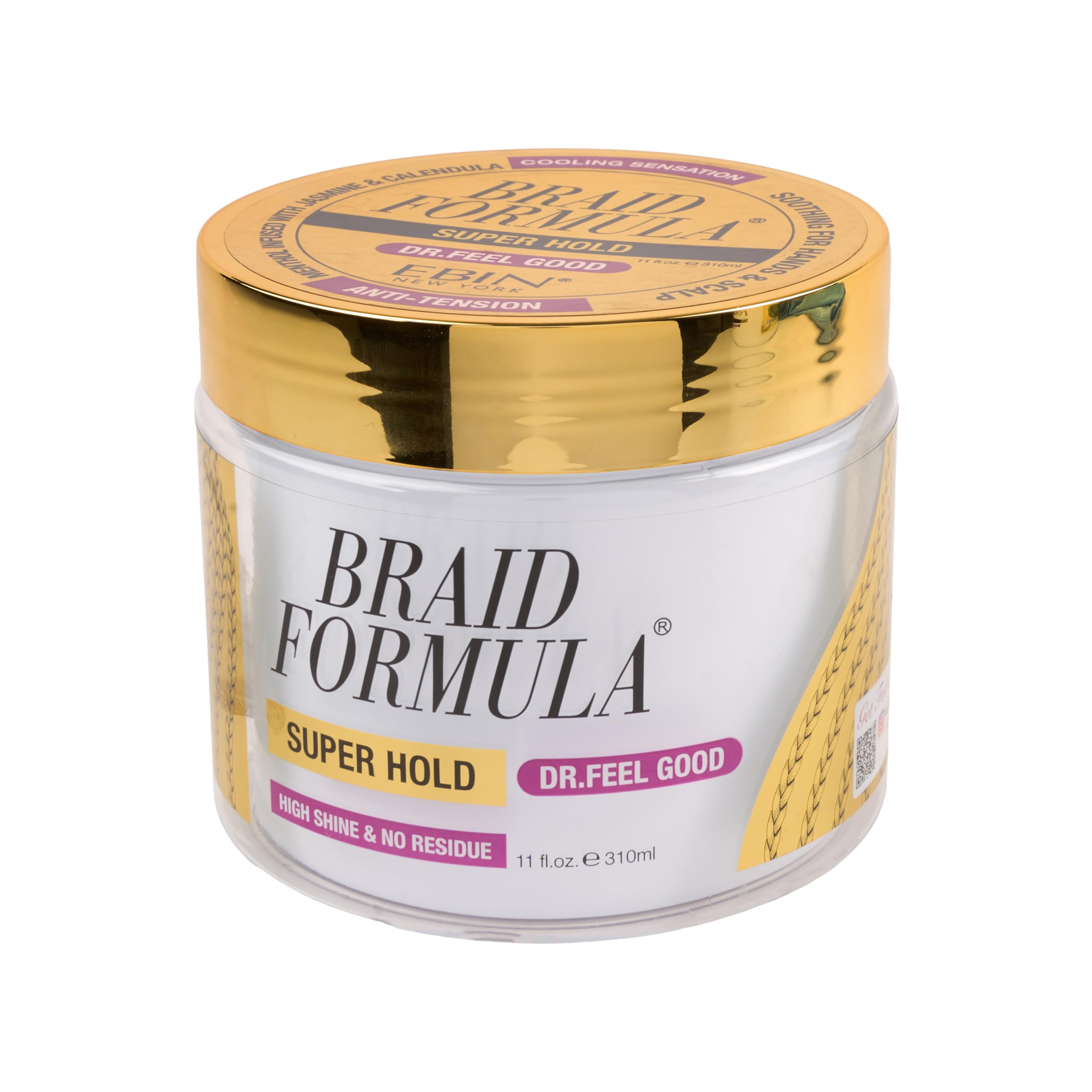 EBIN NEW YORK Braid Formula Dr. Feel Good Super Hold 11oz | Menthol Infused for Cooling Sensation | Smoothing, High Shine, Long-Lasting Hold | Perfect for Braids, Locs & Twists | No Residue
