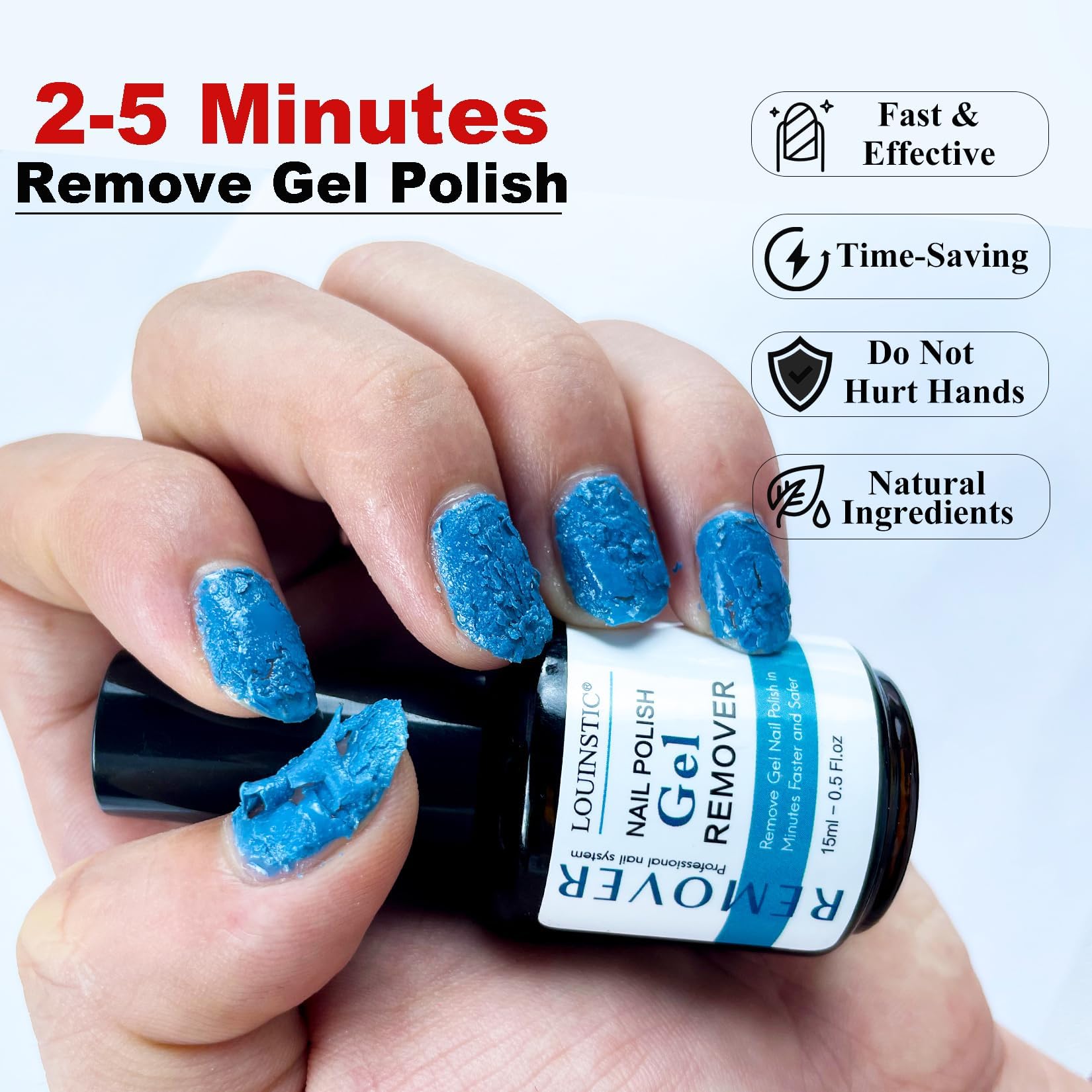 LOUINSTIC Fast-Acting Gel Nail Polish Remover-2-5 Minute Remove Gel Nail Polish,Non-Irritating,No Soaking or Wrapping Required,Gentle on Nails,Portable Design for Home Nail Care Kit