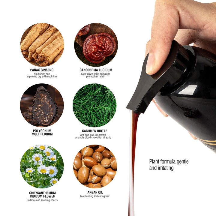 KooSwalla Black Hair Dye Shampoo for Women Men, 3 in 1 Natural Plant Hair Color Dye Shampoo for Gray Hair with Herbal Ingredients for All Hair Types