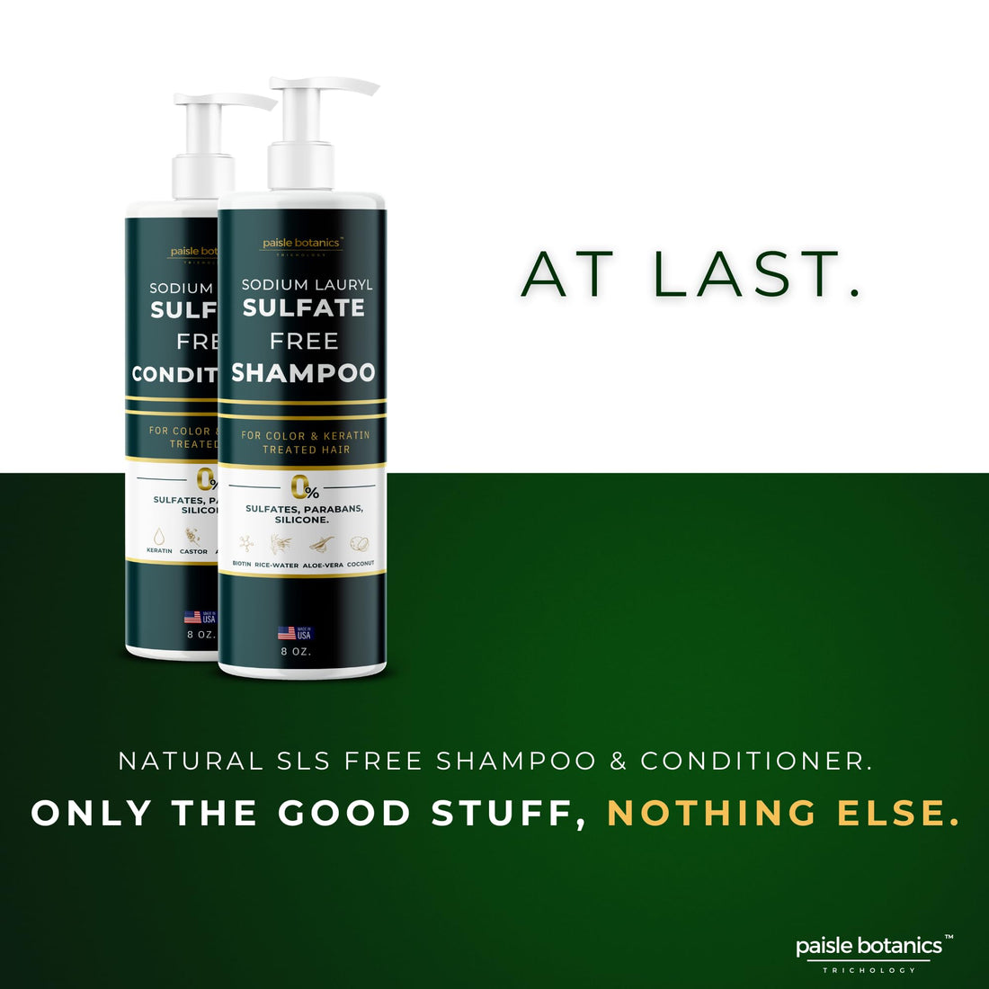 Sodium Lauryl Sulfate Free Shampoo and Conditioner Set Sulfate Free Shampoo and Conditioner For Color Treated Hair ALL NATURAL Women & Men Shampoo and Conditioner SLS Paraben and Sulfate Free Shampoo