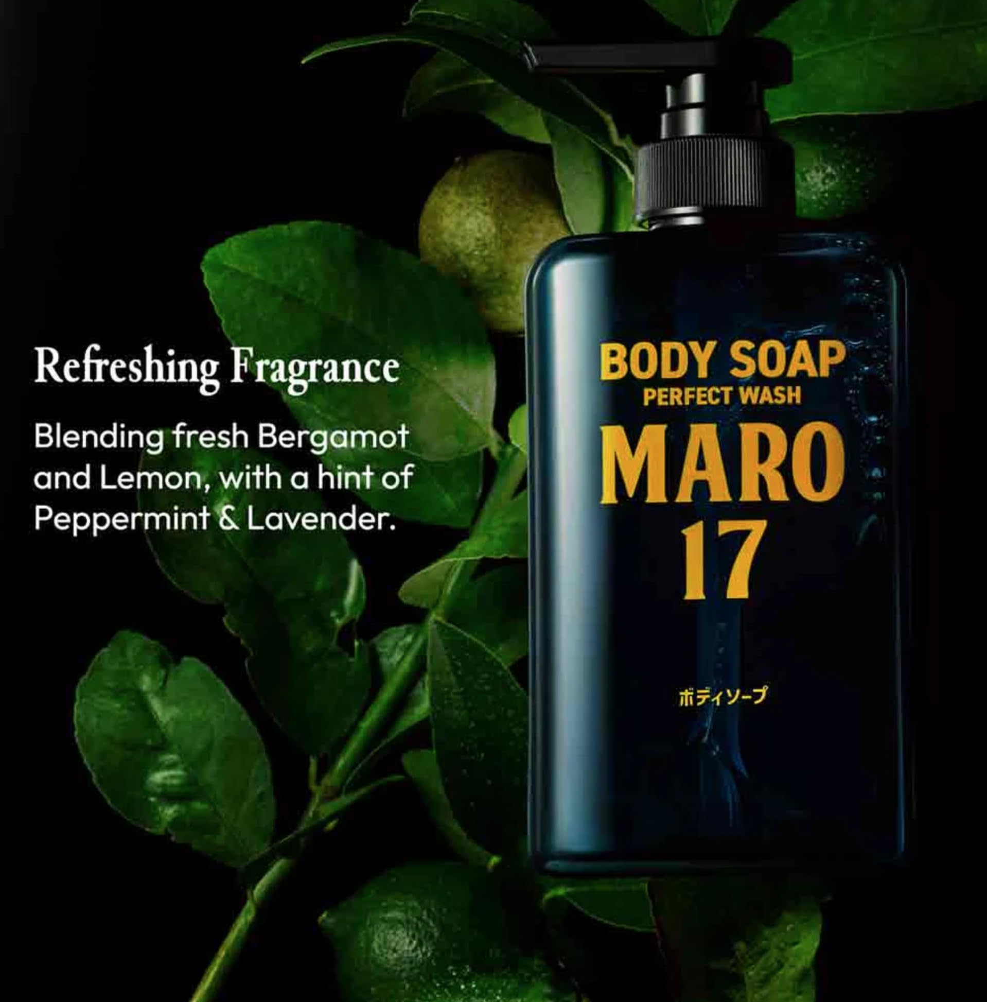 MARO17 MARO17 Body Soap Perfect Wash - Mens Body Wash - Luxurious, Moisturizing Shower Gel - Sulfate Free + Hyaluronic Acid & Collagen for Hydrating Deep Cleanse - Bergamot Fragrance - Gifts for Men
