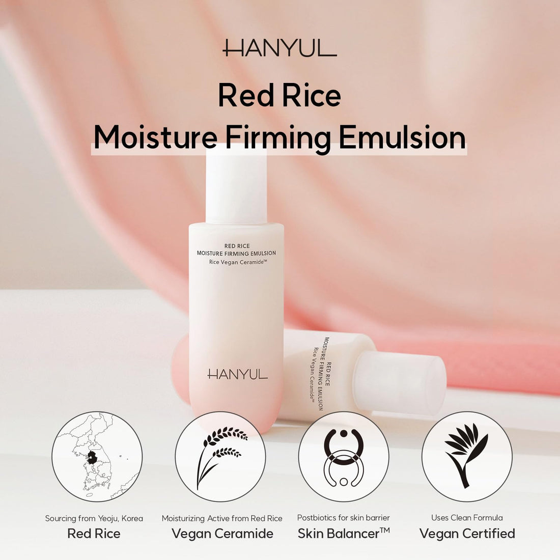 Hanyul Red Rice Moisture Firming Emulsion | Vegan Ceramide Lotion with Korean Rice for Deep Hydration, Vegan Collagen for Firming Skin, Dermatologist tested, 4.23 fl.oz.