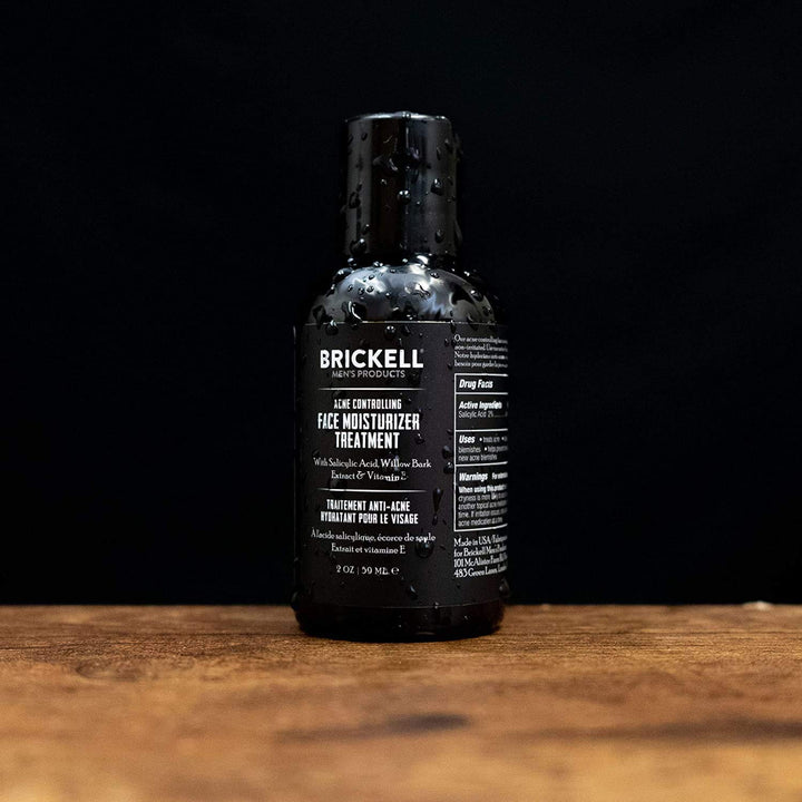 Brickell Men's Acne Controlling Face Moisturizer Treatment for Men, Natural and Organic Acne Face Moisturizer Treatment to Clear Acne, Even Skin Tone and Moisturize Skin, 2% Salicylic Acid, 2 Ounces