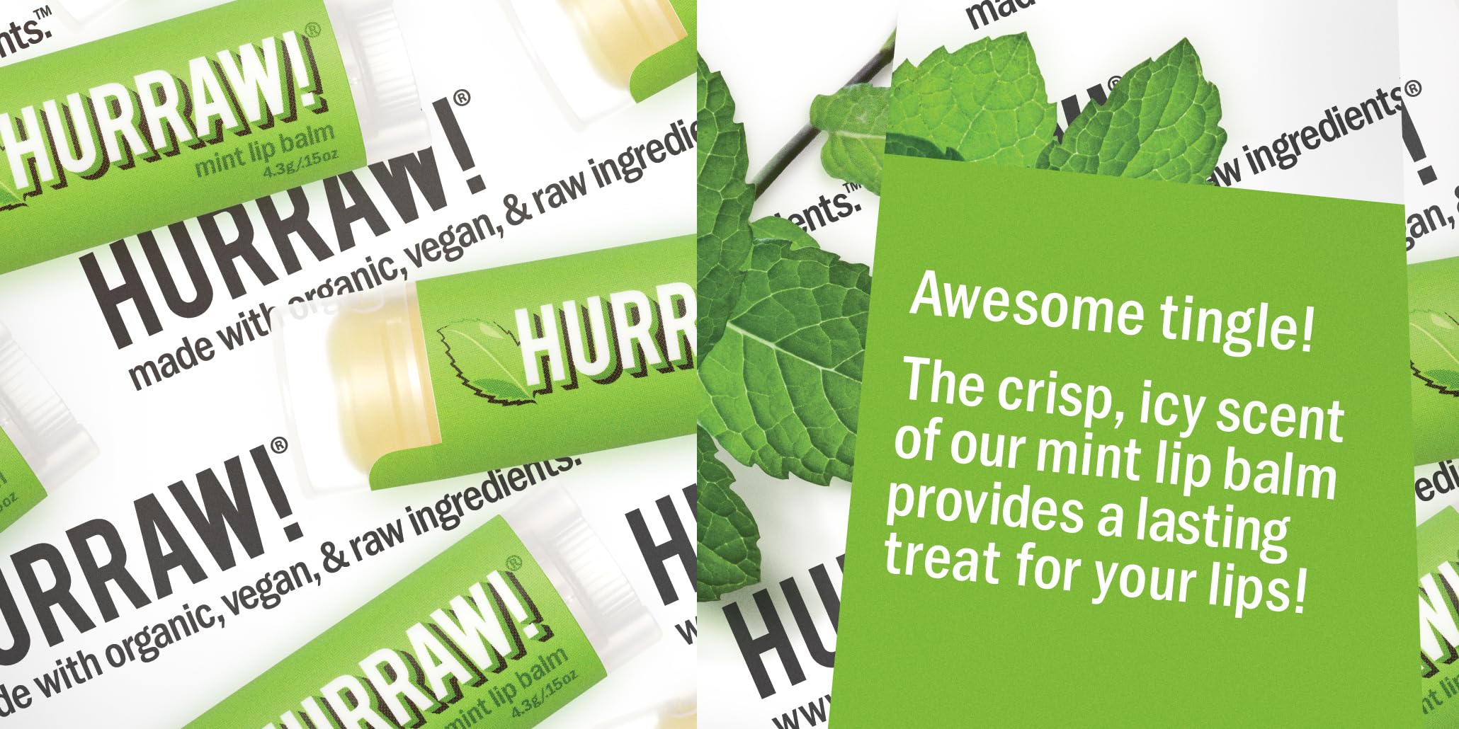 Hurraw! Mint Lip Balm, 2 Pack: Organic, Certified Vegan, Cruelty and Gluten Free. Non-GMO, 100% Natural Ingredients. Bee, Shea, Soy and Palm Free. Made in USA