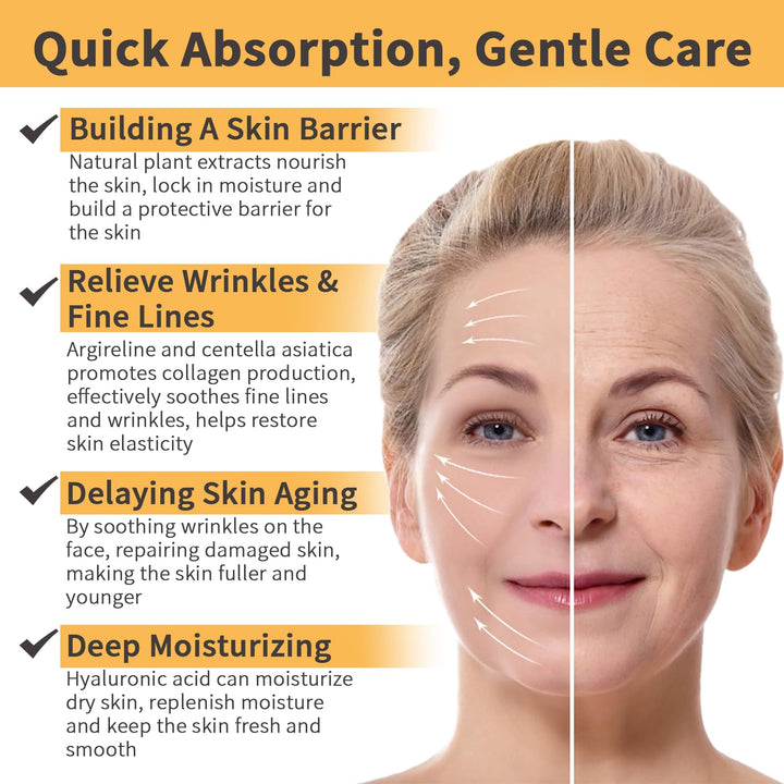 Argireline Serum With Hyaluronic Acid For Fine Lines, Anti Aging Argireline Solution 10 Percent For Dark Spot, 2 PCS Anti Wrinkles Multi Peptide Serum For Face, Eye, Neck.