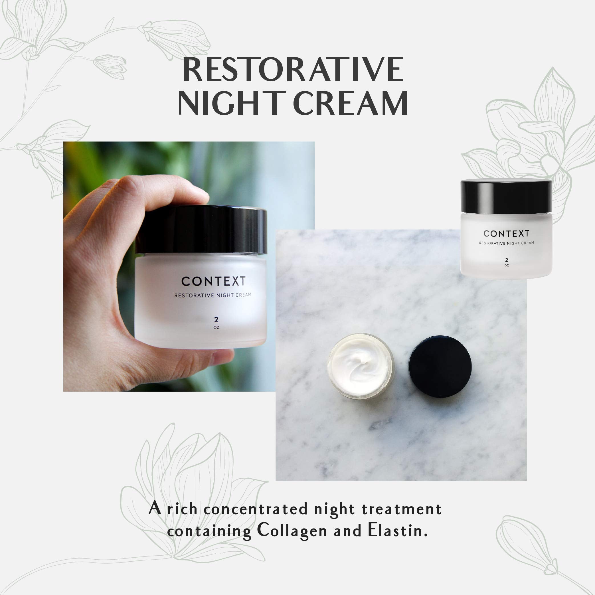 Context Restorative Night Cream - Vitamin C, Anti Wrinkle, Collagen and Elastin, Anti Aging, Removes Fine Lines, Healthy Ingredients by Context Skin
