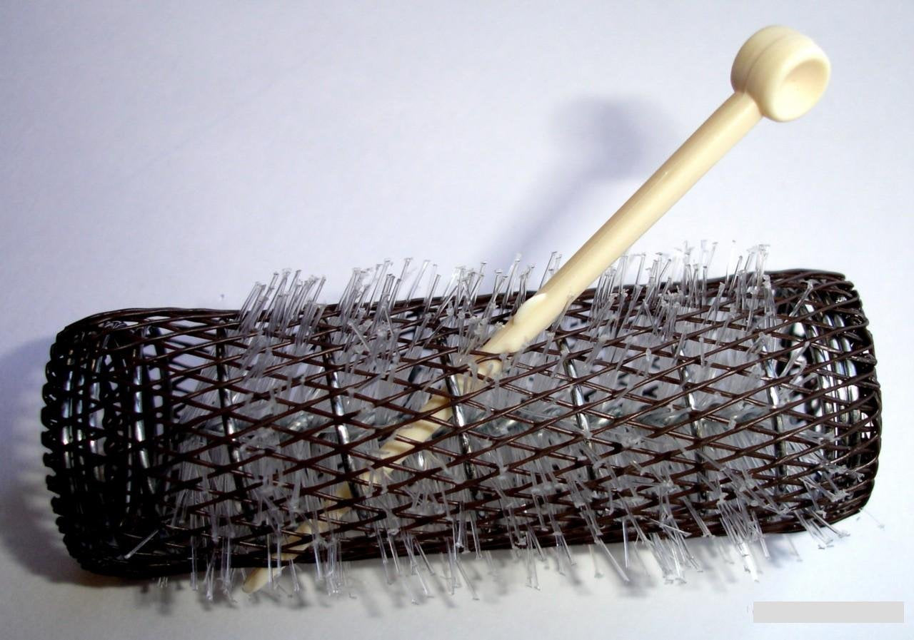 2 Pack HAIR STYLING BRUSH ROLLERS & PINS Hair Curlers 7/8 x 3 Bristles (12 Rollers)