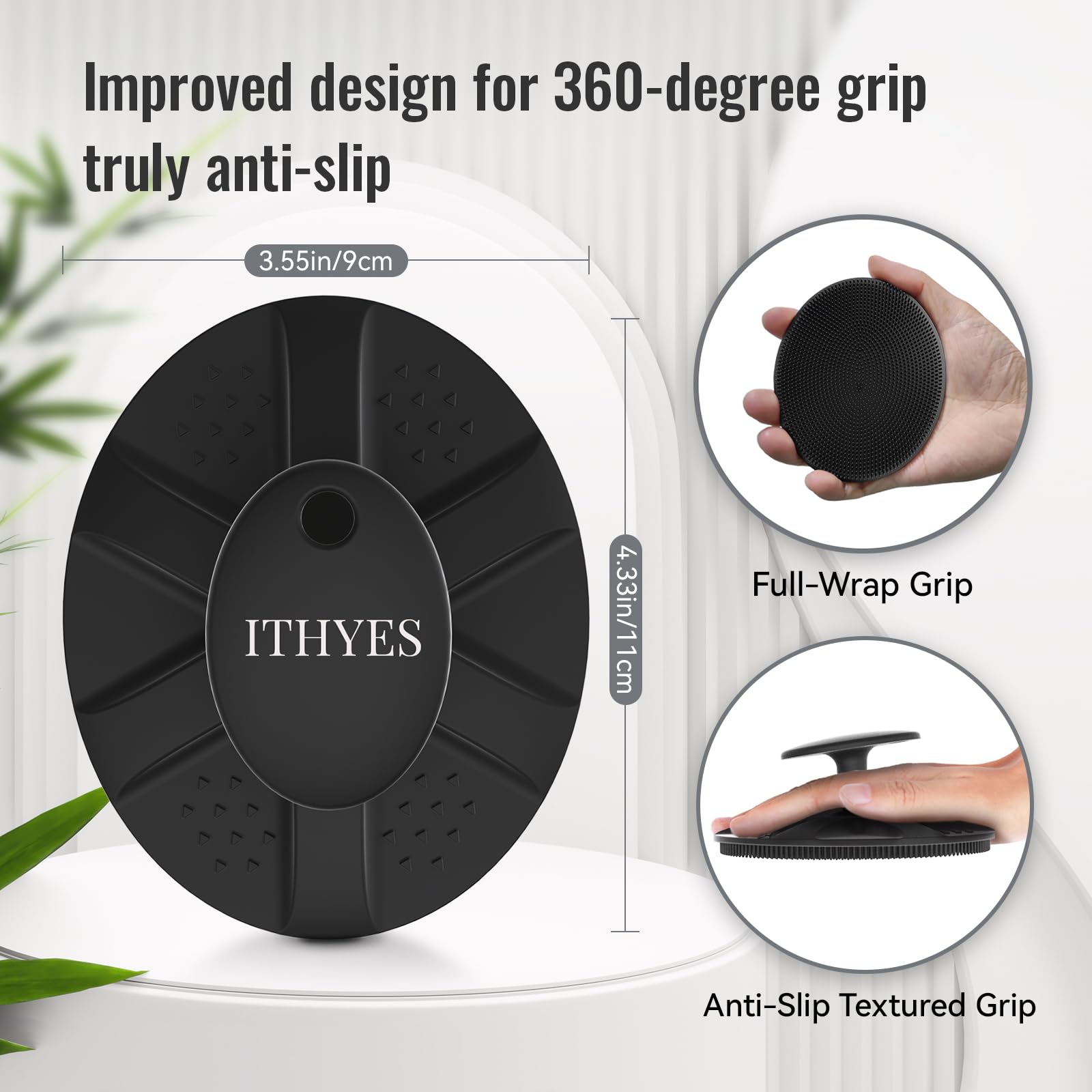 Ithyes Silicone Body Scrubber Exfoliating Body Brush for Men Women Lathers Well Easy to Clean More Hygienic Than Loofah Shower Scrubber Face Scrubber for Sensitive Skin 1 Pack (Black)