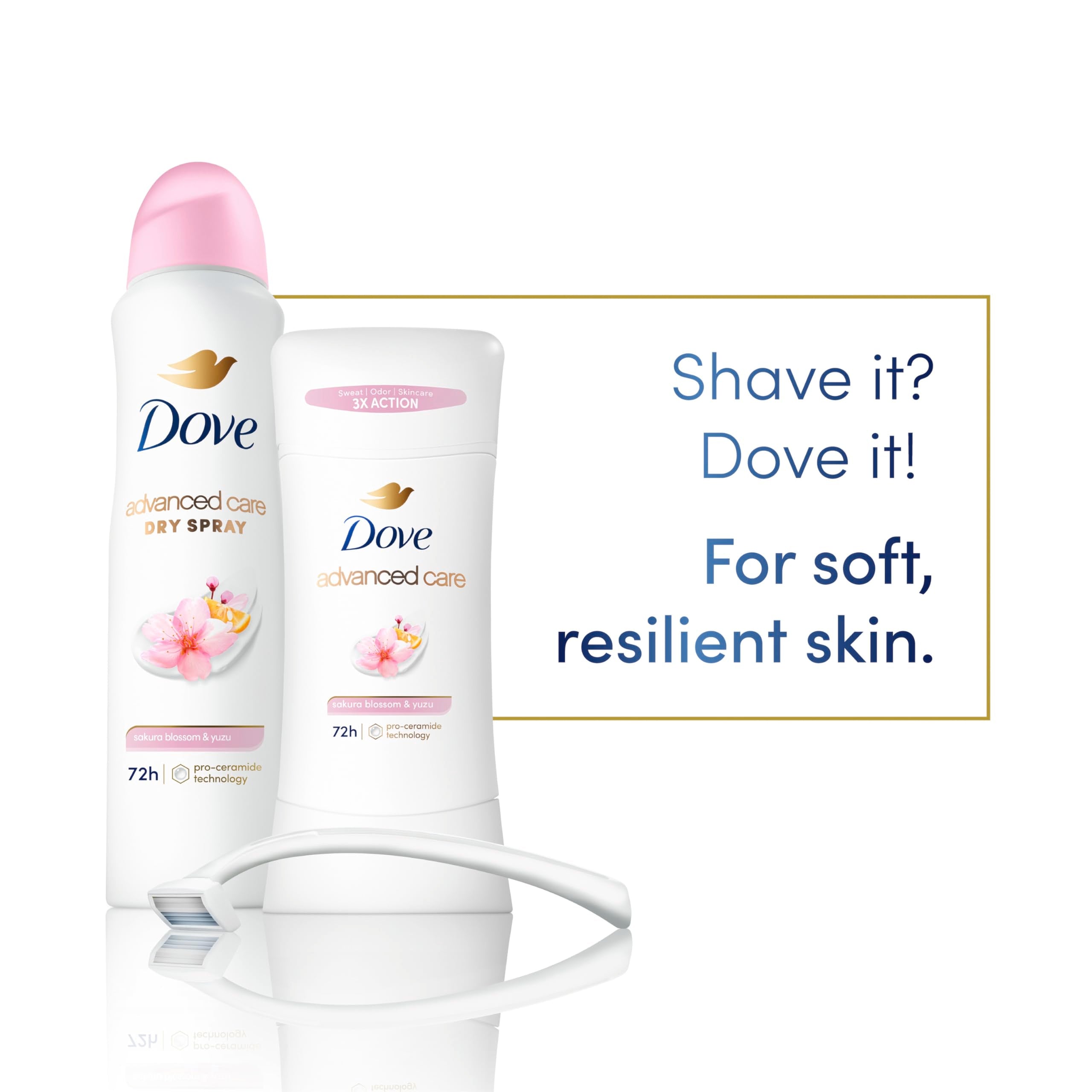 Dove Advanced Care Antiperspirant Deodorant Spray for Women 3 Pack Sakura Blossom & Yuzu 72 hour sweat and odor protection 3.8 oz