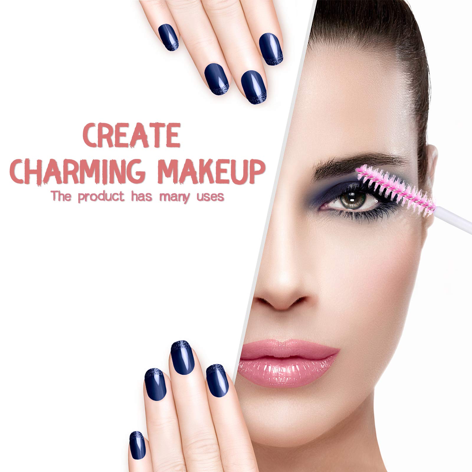 Dming 50pcs Eyelash brush Lash Wand Makeup tool Eyelash Extension supplies Cleaning brush Diamond Mascara star white