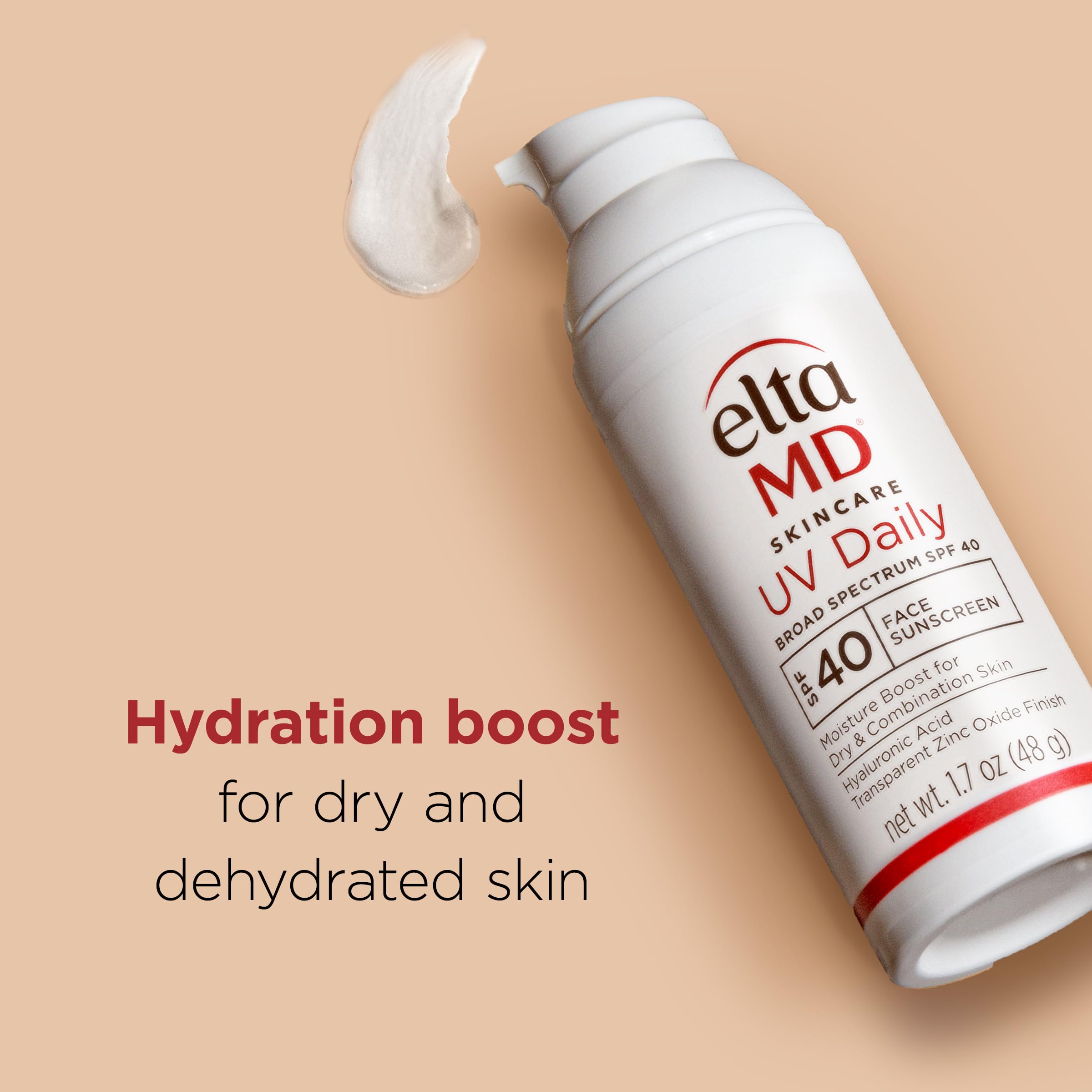 EltaMD UV Daily SPF 40 Face Sunscreen Moisturizer with Zinc Oxide, Daily Face Moisturizer with SPF, Sunscreen, For Dry Skin 1.7 oz Pump