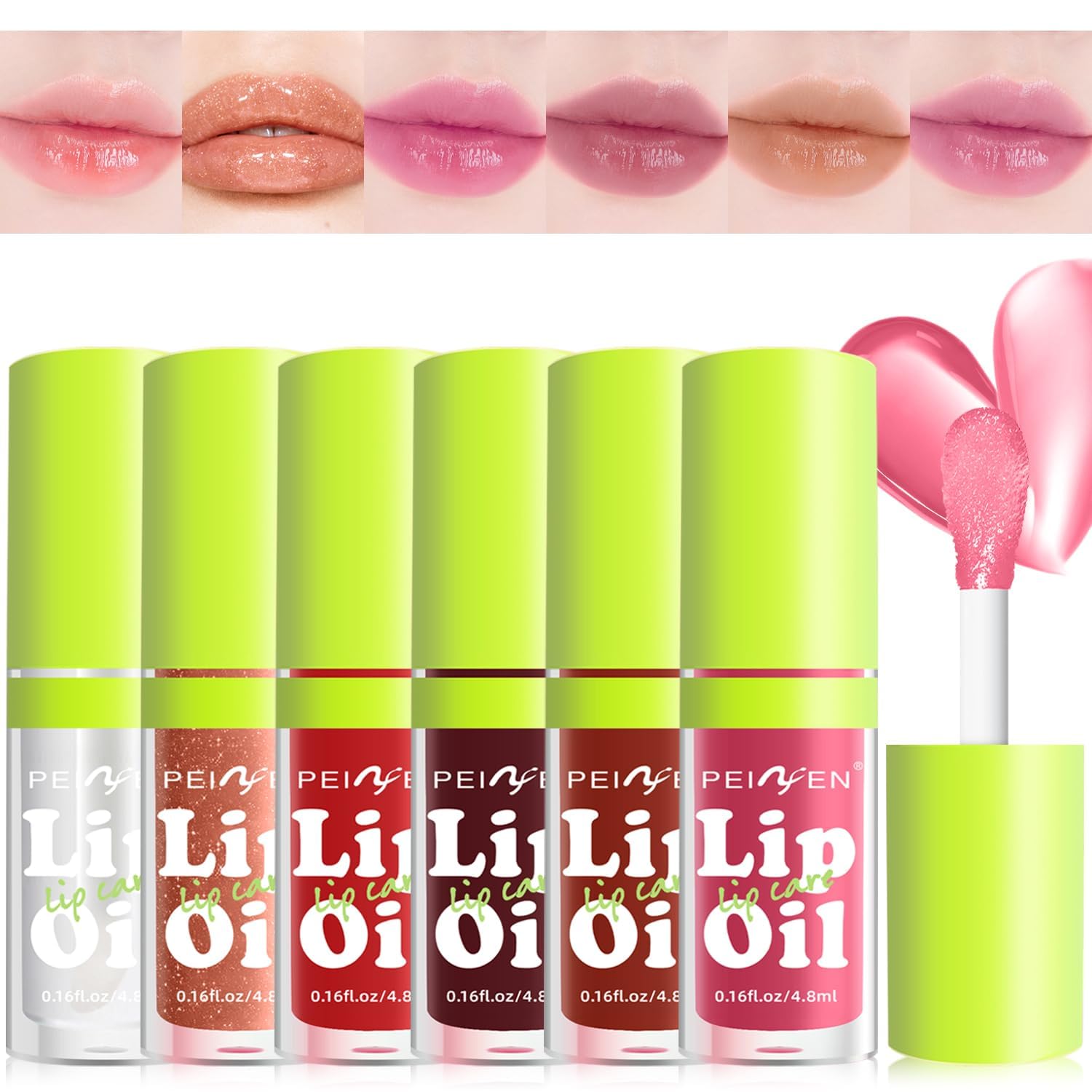 SHEEPFLY 2025NEW-6 Colors Lip Tint Stain Set,Moisturizing and Hydrating Lip Gloss Pack, Non-sticky Fat Oil Lipgloss,Clear Lip Gloss and Glow Lip Oil for Woman(02#)