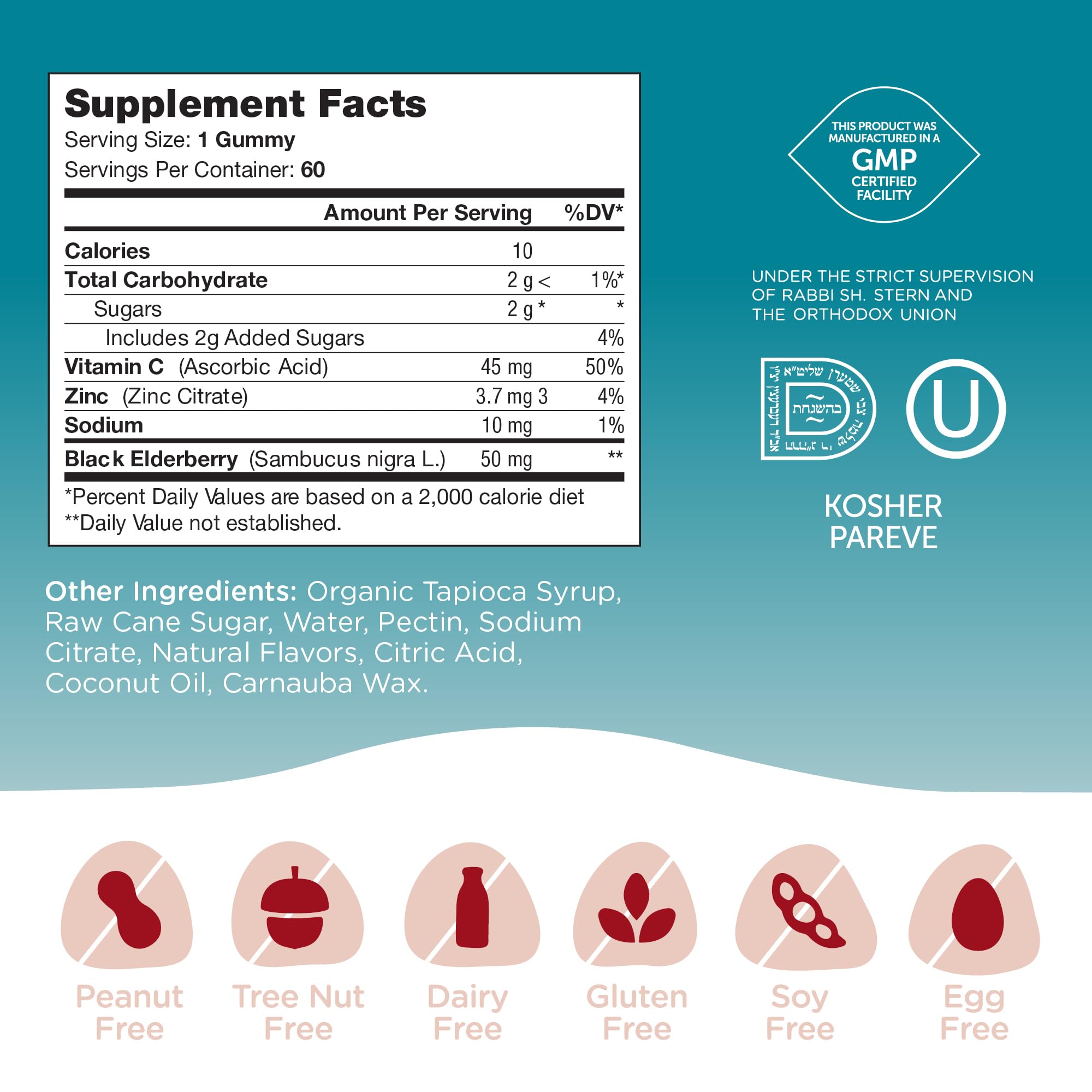 Zahler - Chapter One Immune Support Gummies for Kids with Vitamins C, Zinc & Black Elderberry (60 Flavored Gummies) Kosher Immunity Vitamin C & Elderberry Gummies for Kids & Adults - Made in USA