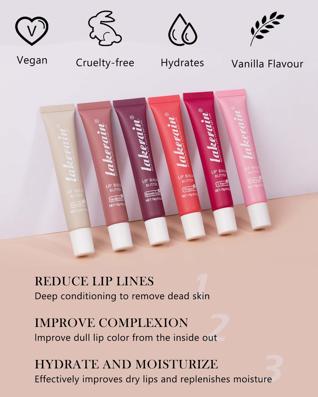 Lip Butter Balm Vanilla Beige Brown Lip Gloss, Shea Butter Tinted Lip Balm,Lip Glowy Balm Hydrating Lip Mask,Glossy Plumping Butter Lip Gloss for Dry Cracked Lips, All-Day Moisture Non-sticky Lip Care