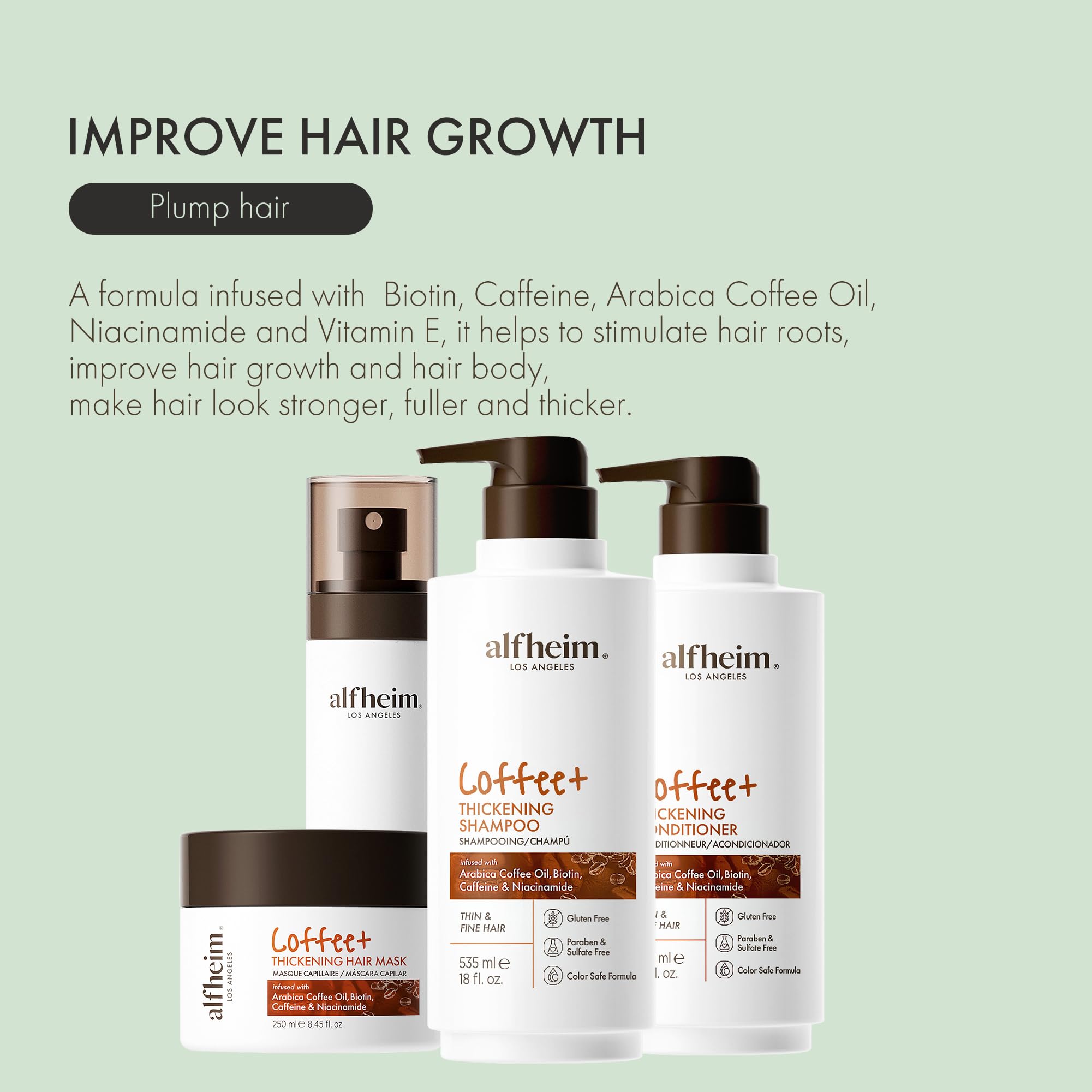 ALFHEIM Coffee+ Thickening Conditioner | Infused with Arabica Coffee Oil, Caffeine & Niacinamide | Hair Strengthening & Thickening for Thin, Fine Hair | Silicone-Free, Safe for Color-Treated Hair