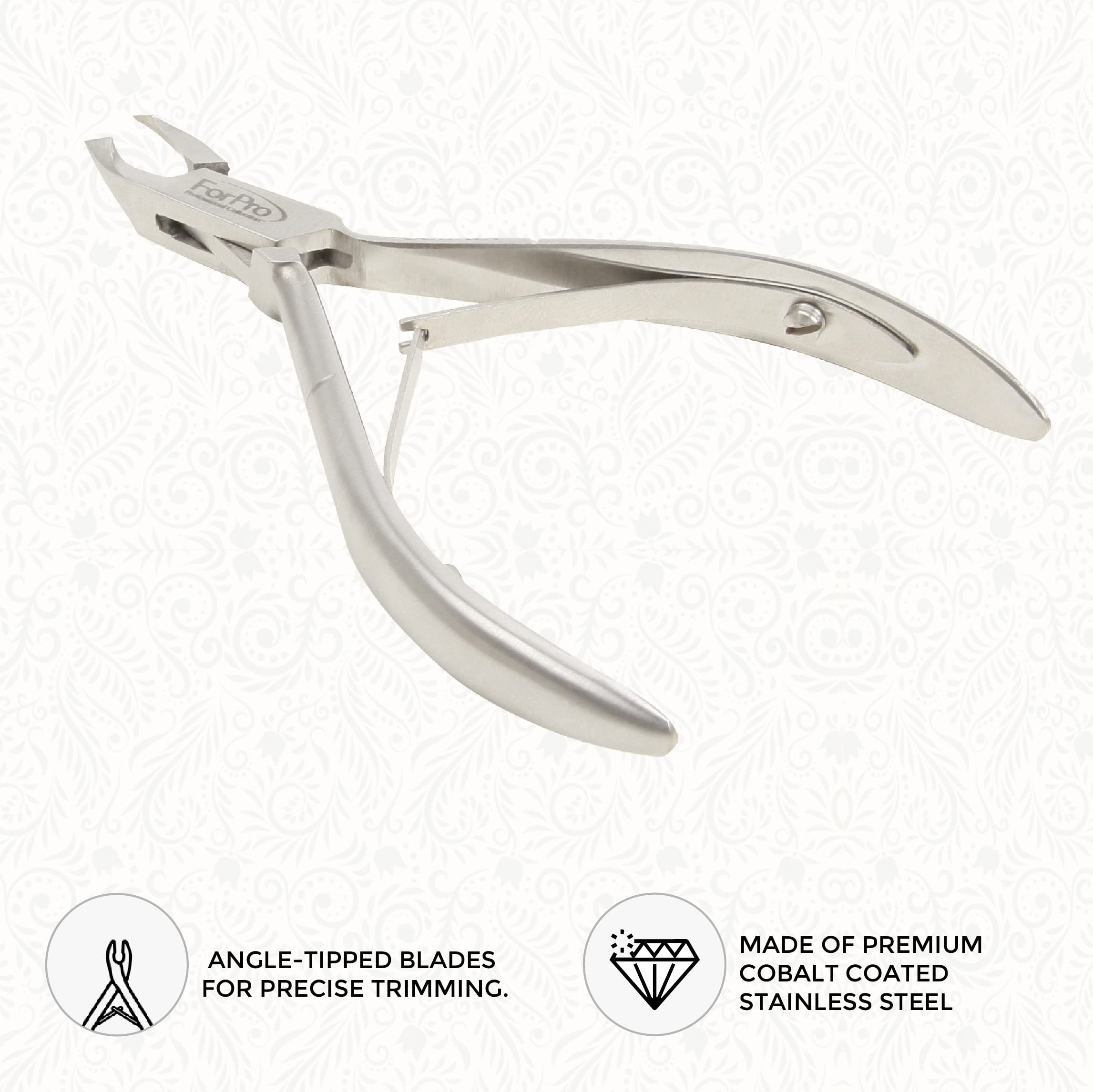 ForPro Professional Collection Cobalt Cuticle Nipper, Stainless Steel Cuticle Nipper for Trimming Cuticles and Hangnails, ¼ Jaw
