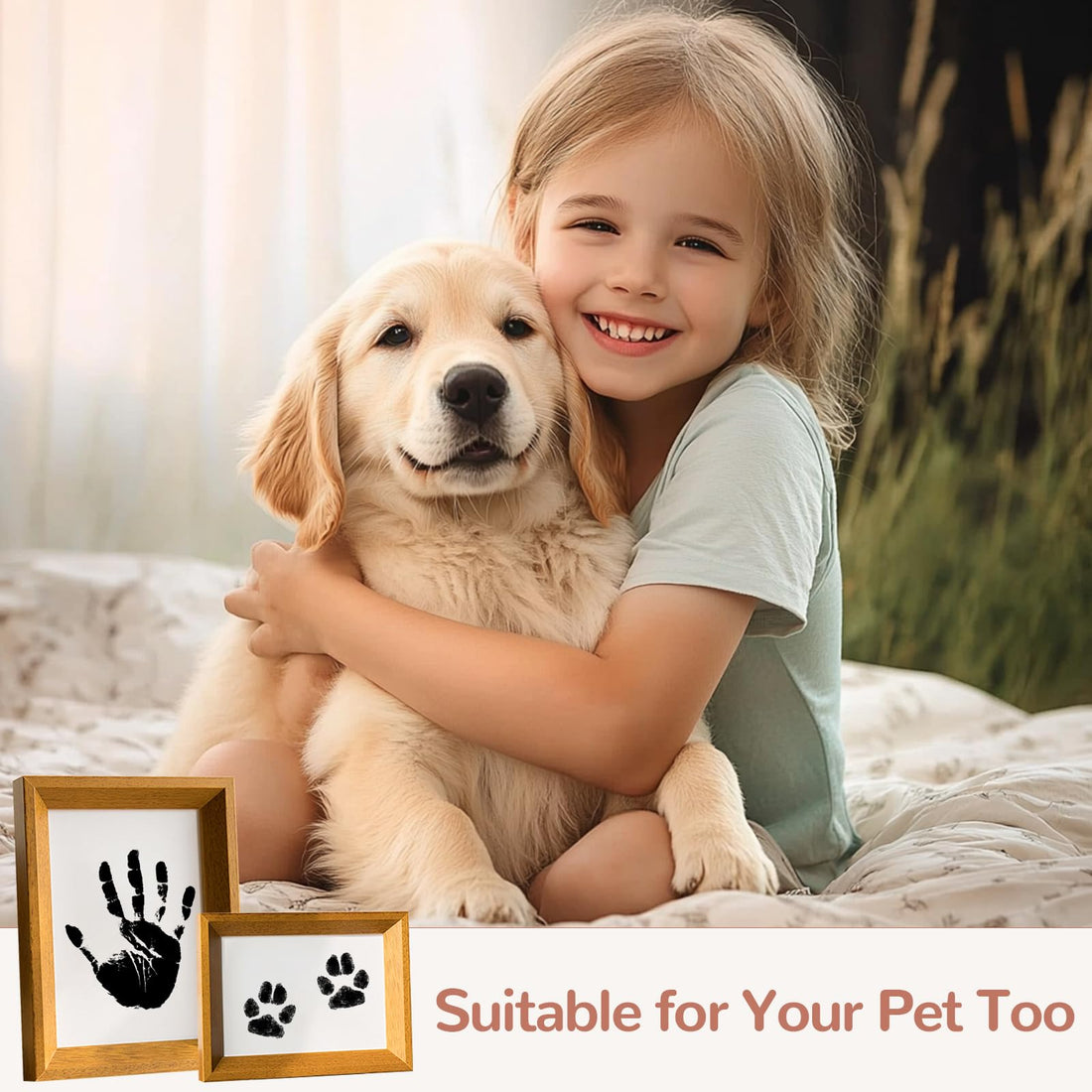 6 x 4 Large Size Baby Inkless Handprint and Footprint Kit with 4 Ink Pads and 8 Imprint Cards by PChero, Ideal for Family Keepsake Newborn Registry Baby Shower Present (Ink Area: 4.9 x 3.14)