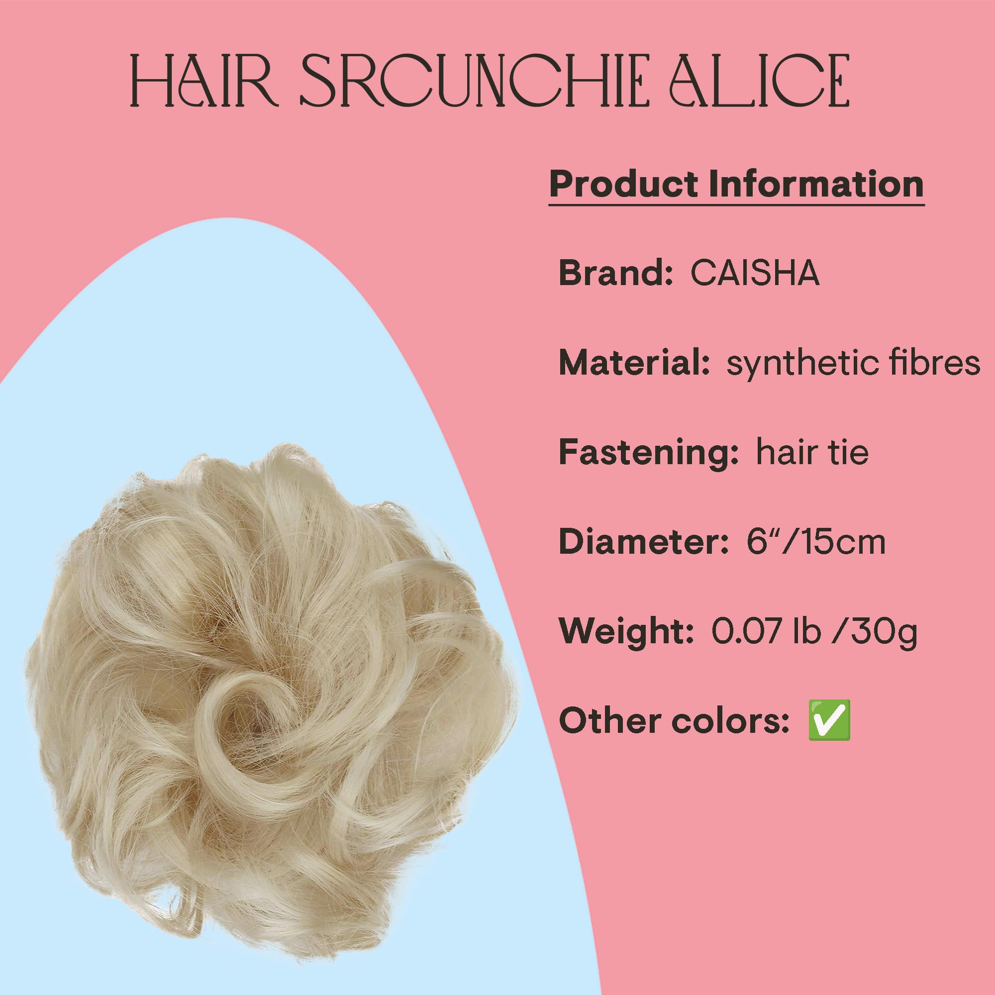 Platinum Blonde #613 : PRETTYSHOP Hairpiece Hair Rubber Scrunchie Scrunchy Updos Wavy Messy Bun Platinum Blonde G16A