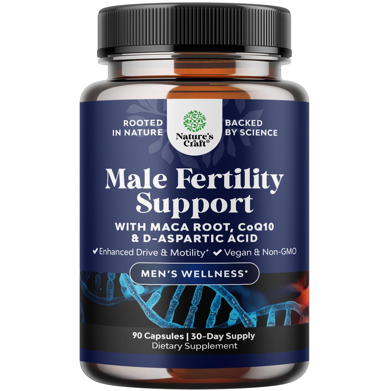Pre Conception Male Fertility Supplement - Advanced Fertility Supplement for Men with CoQ10 Maca Root Methyl Folate & D-Aspartic Acid for Enhanced Count Motility (1 Month)