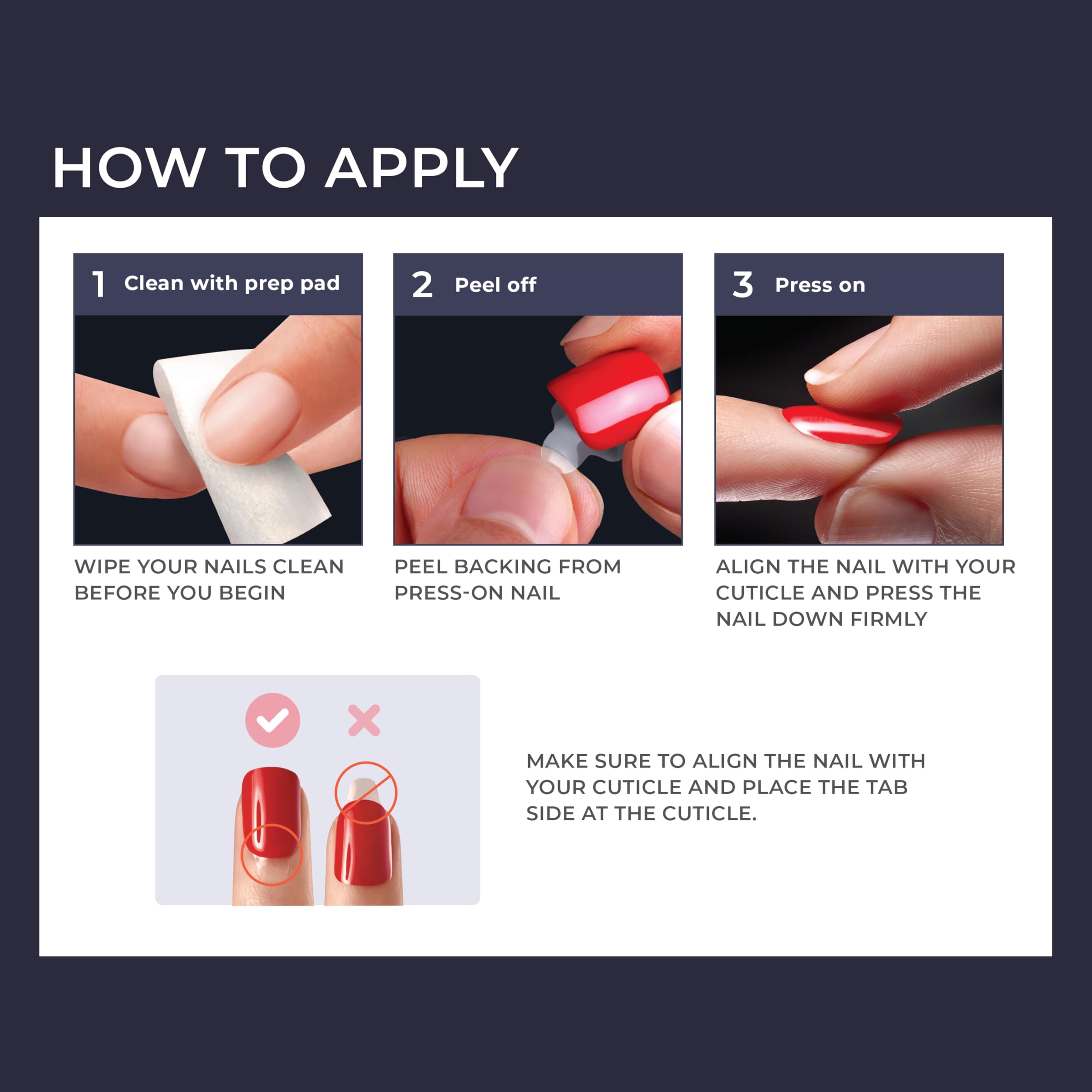 KISS imPRESS No Glue Mani Press On Nails, Design, 'Adore You', Red, Short Size, Squoval Shape, Includes 30 Nails, Prep Pad, Instructions Sheet, 1 Manicure Stick, 1 Mini File