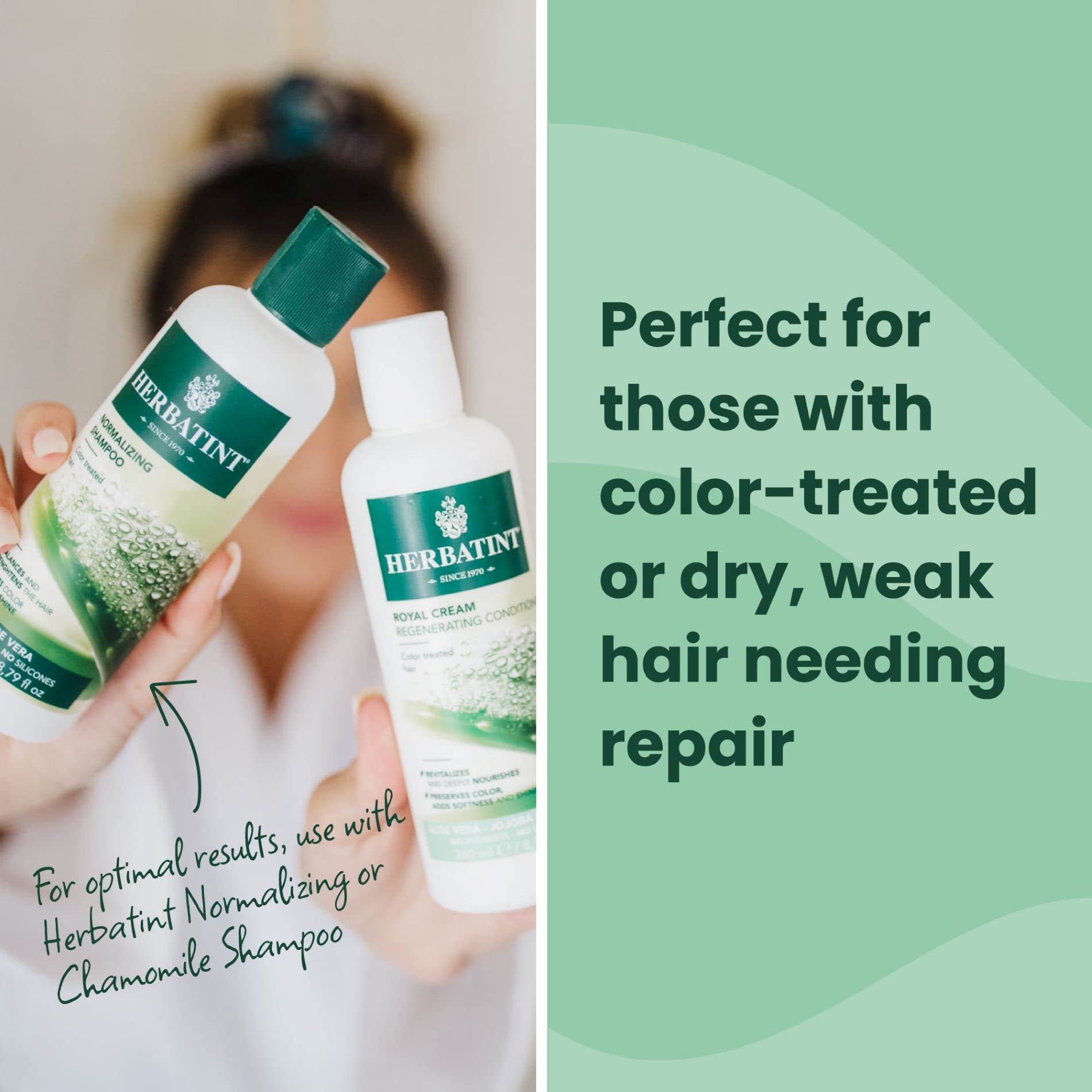 Herbatint Royal Cream Conditioner - With Aloe Vera, Jojoba Oil & Wheat Germ - Enhances Color, Softness & Shine - No Parabens, Sulfates, Gluten - 8.79 fl oz