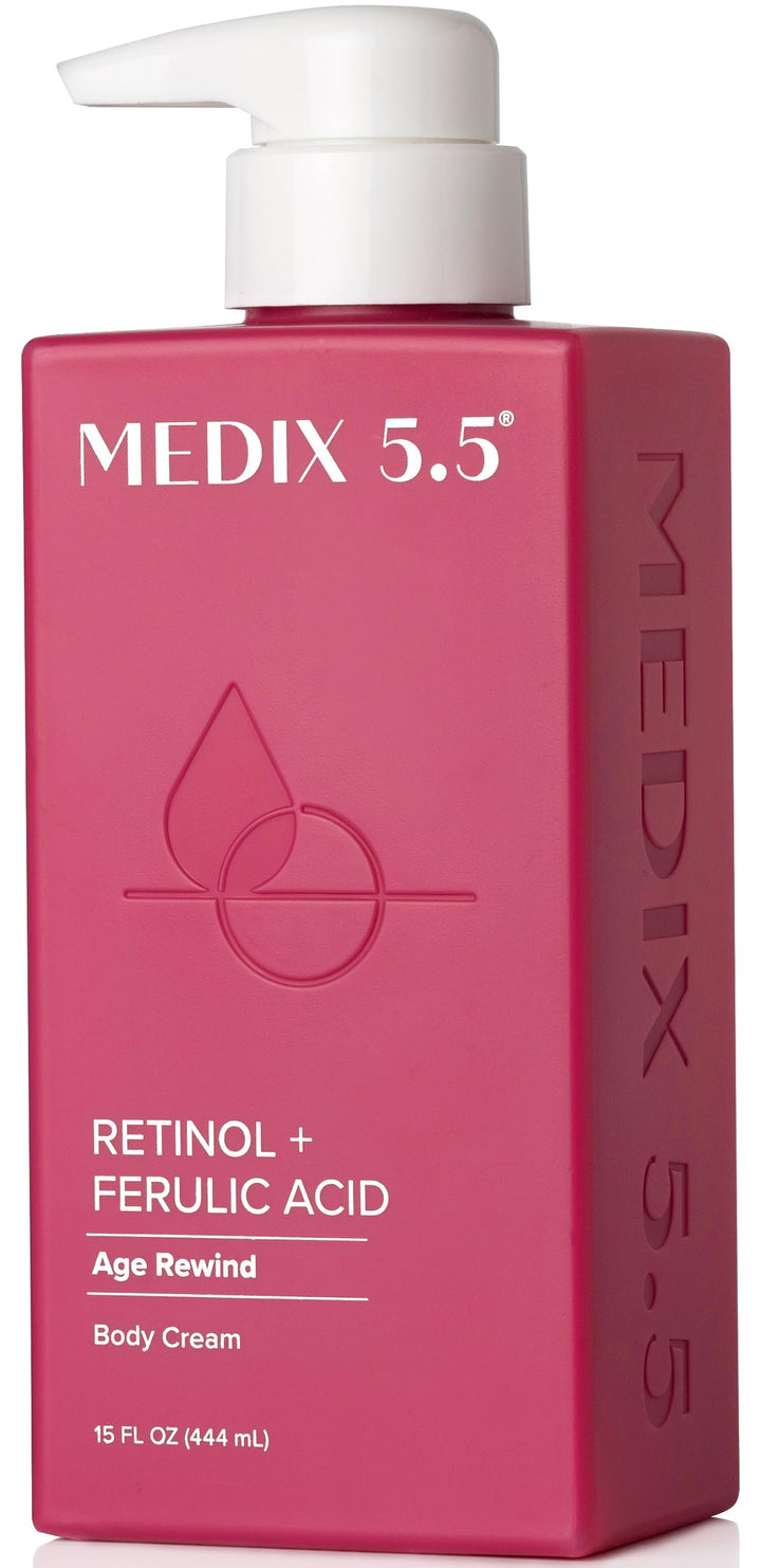 Medix 5.5 Retinol Body Lotion Skincare Moisturizer | Anti Aging Retinol Body Cream | Skin Care Tightening Lotion For Women & Men Helps Diminish Look Of Crepey Skin, Wrinkles, & Fine Lines, 15 Fl Oz