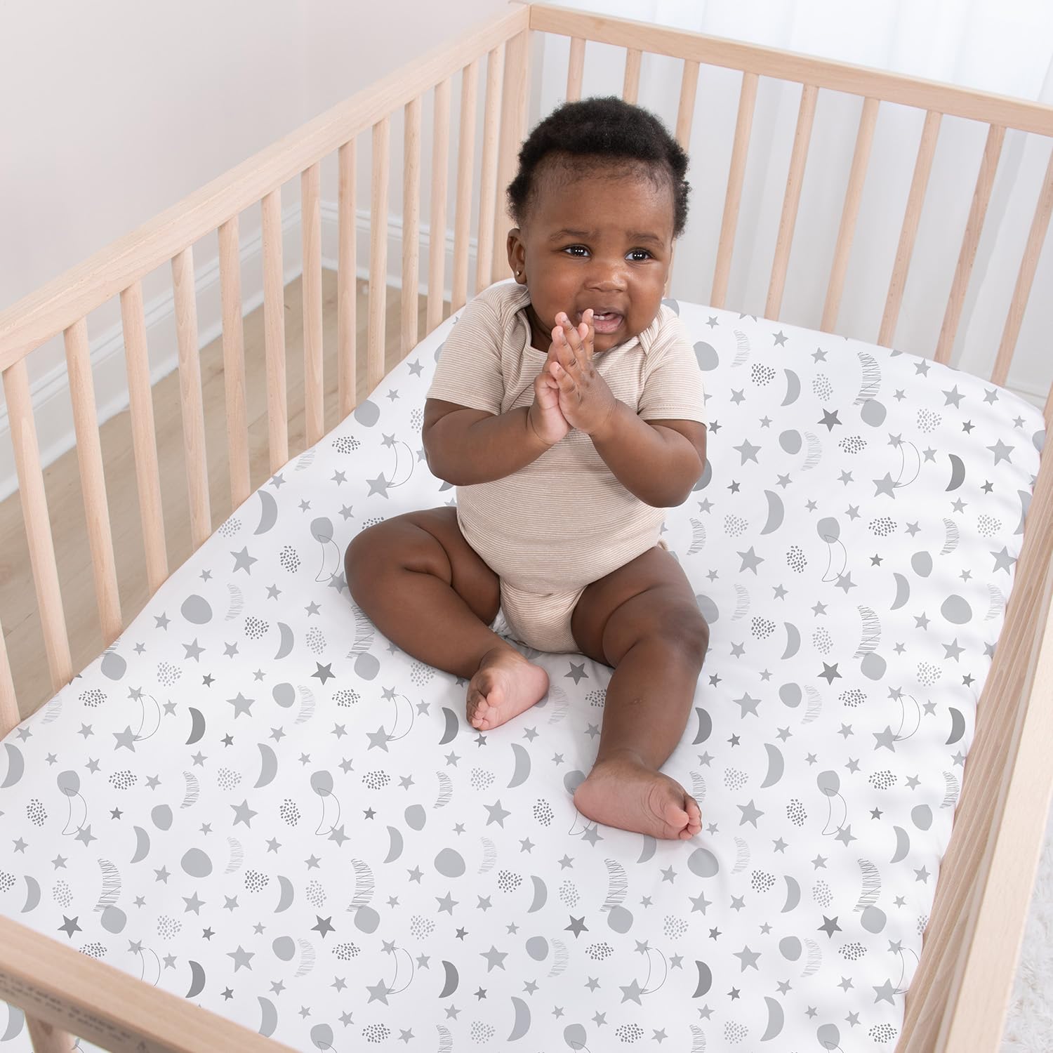 The Peanutshell 4-Pack Fitted Crib Sheet Set - Super Soft & Breathable Baby Girl or Boy Crib Sheets, Nursery Decor, Fit for Standard Mattress Cover- Celestial Moon & Stars