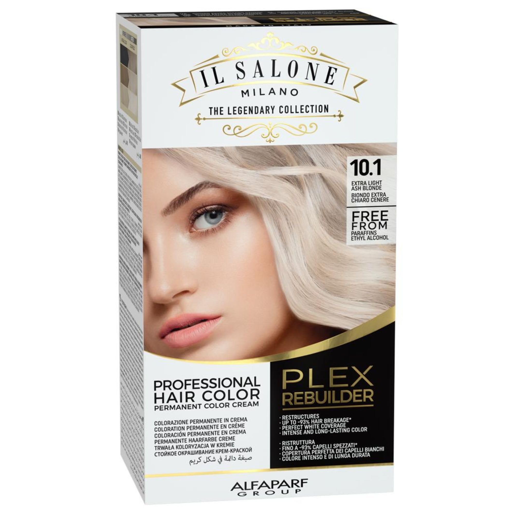 Il Salone Milano Plex Rebuilder Permanent Hair Color Cream - 10.1 Extra Light Ash Blonde Professional Hair Dye Kit for a Natural Gloss & Glaze - Paraffin, Paraben, and Alcohol Free