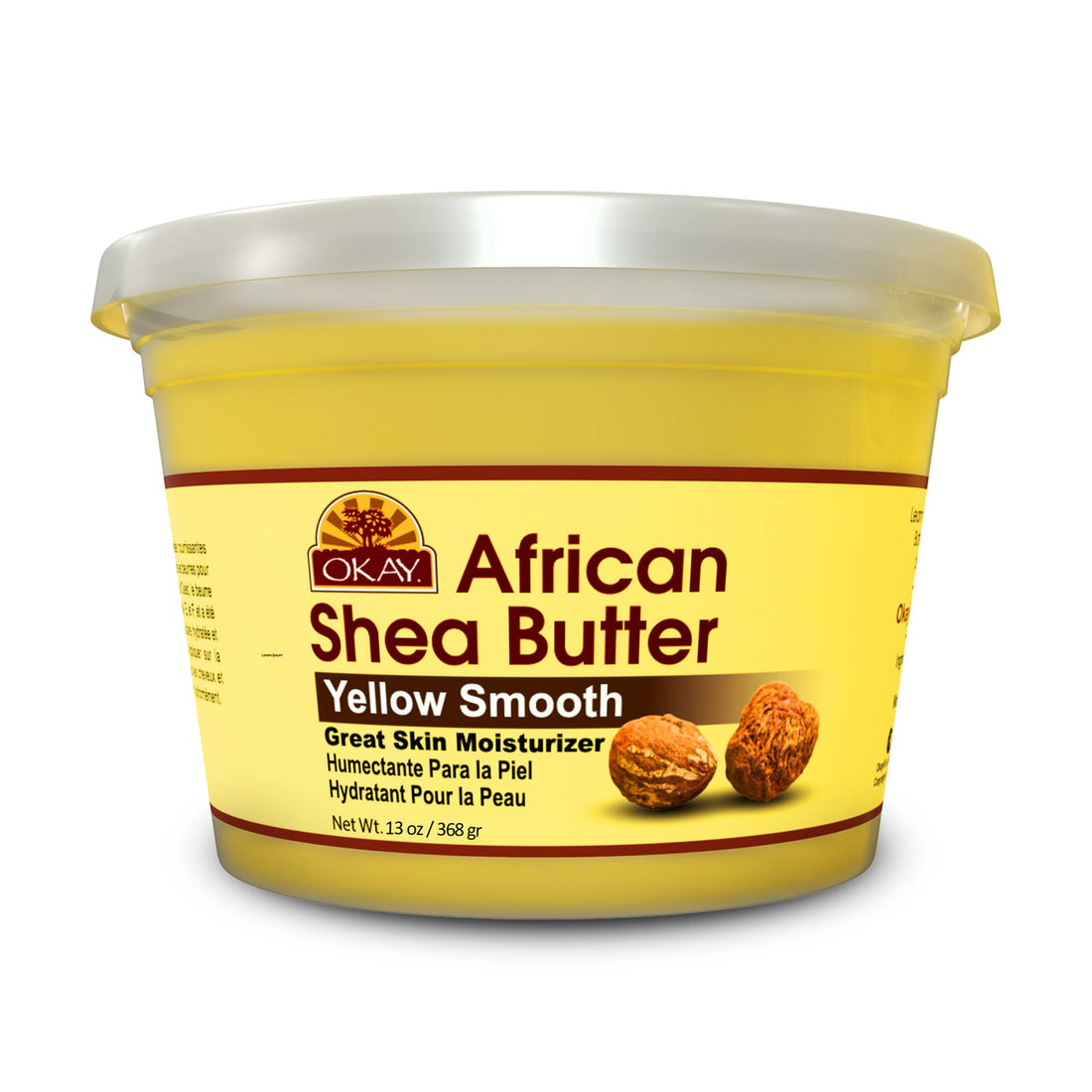 Okay Yellow Shea Butter for Hair and Skin - Raw African Shea Butter for Women and Men, Daily Moisturizer for Face and Body, Helps with Stretch Marks, Soothes Dryness - 13 oz Jar (Pack of 1)