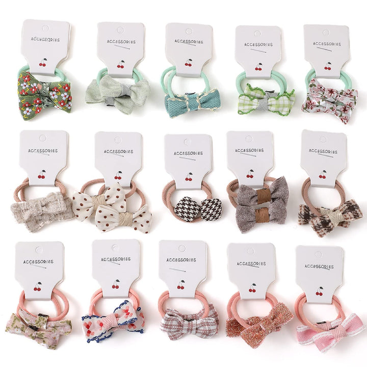 BOUNIQ 30 Pcs(15 pairs) Hair Ties With Bows 1.2 Inch Small Toddler Girls Ponytail Holders Pigtails Elastic Bands Hair Accessories For Toddler Kids Baby Girls