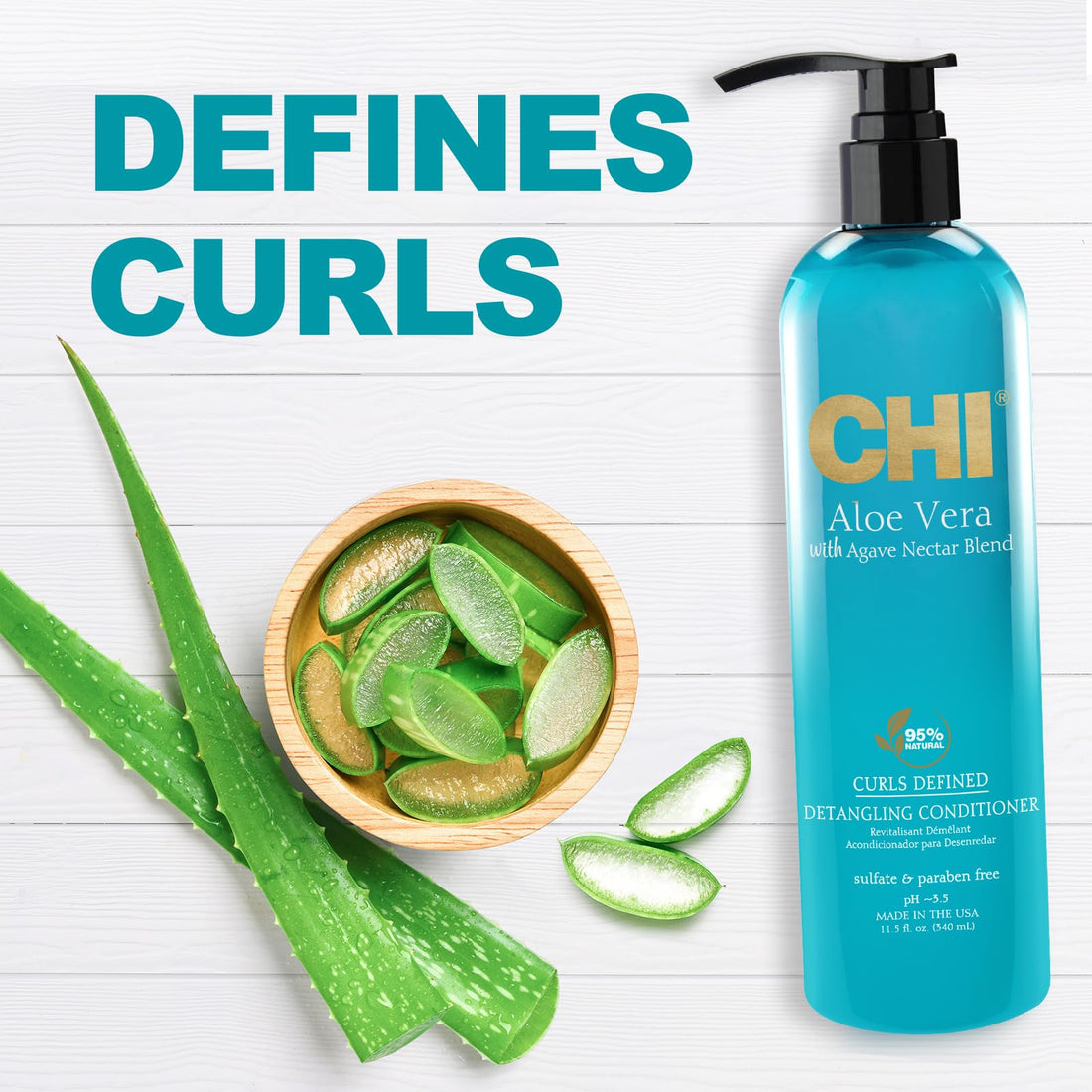 CHI Aloe Vera with Agave Nectar Curls Defined Detangling Conditioner 340ml/11.5oz