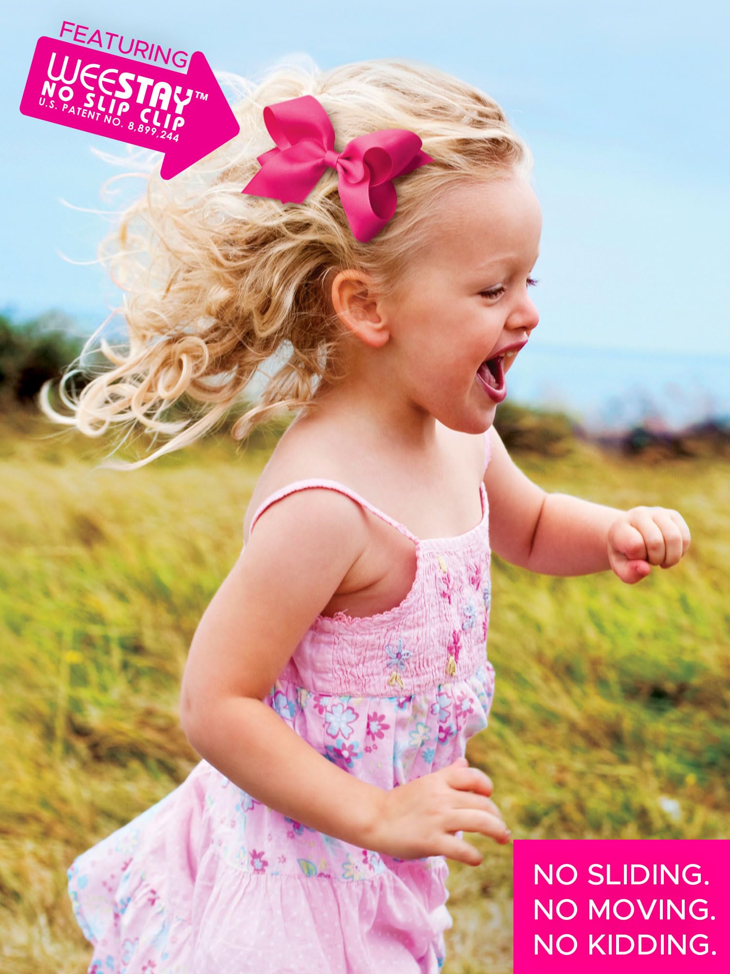 Wee Ones Girls' Plain Wrap Classic Grosgrain Hair Bows on a WeeStay No-Slip Hair Clip, Handmade, Tiny, Red