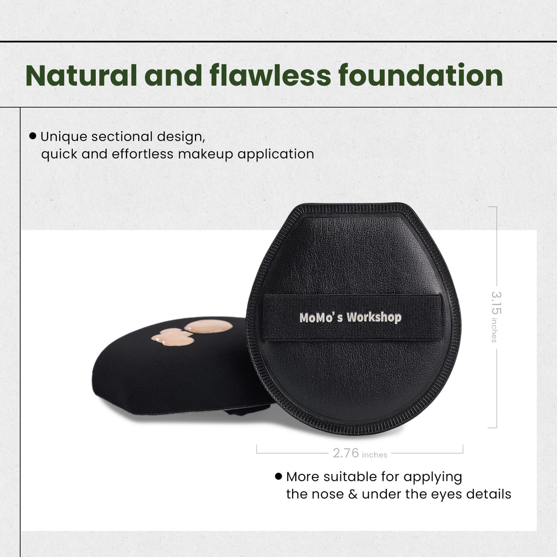 Momo's Workshop Air Makeup Sponge Puff, Large Foundation Sponge Puff Quick & Flawless Makeup, Face Sponge for Under Eyes & Facial Details 1P