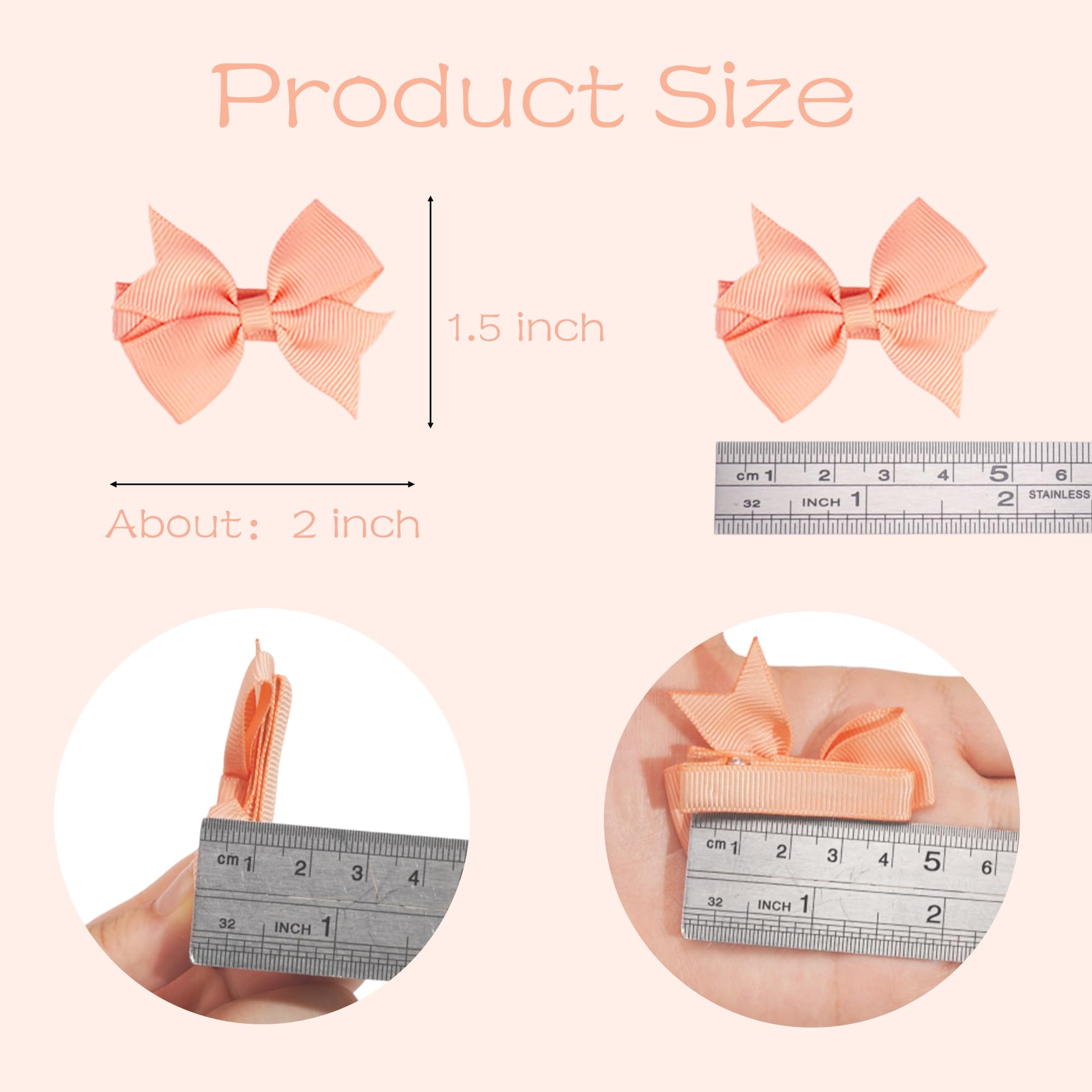 CÉLLOT Baby Hair Clips 50Pcs Tiny 2 Baby Hair Bows Fully Covered Barrettes Clips for Baby Girls Infants and Toddlers,25 Colors in Pairs