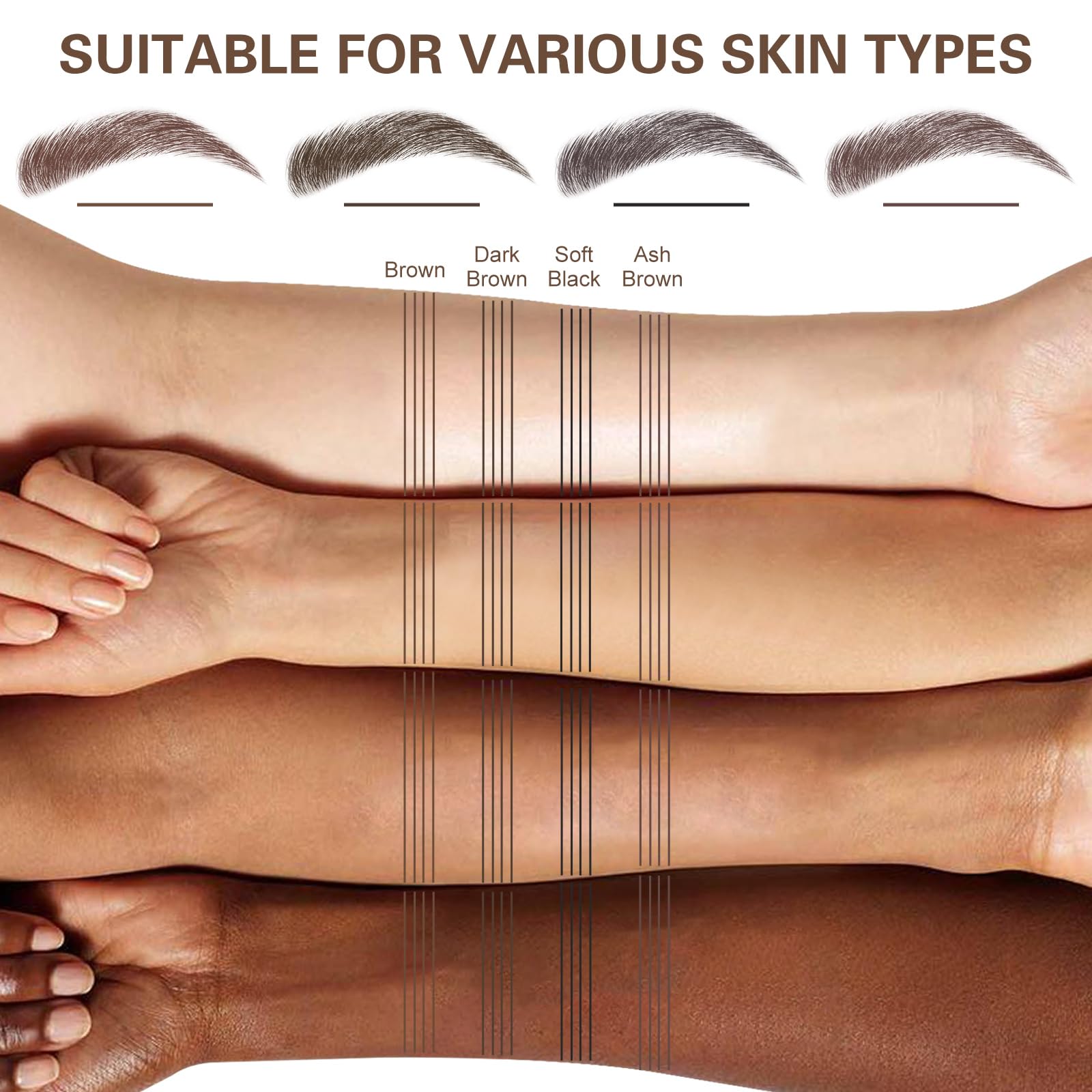 UCANBE Wild Natural Liquid Brow Pen - Microblading Eyebrow Pencil with Brow-Fection Angled Brush, Waterproof, Soft Bristles, Natural-Looking Brows, Last All Day for Women Girls Makeup(Ash Brown)