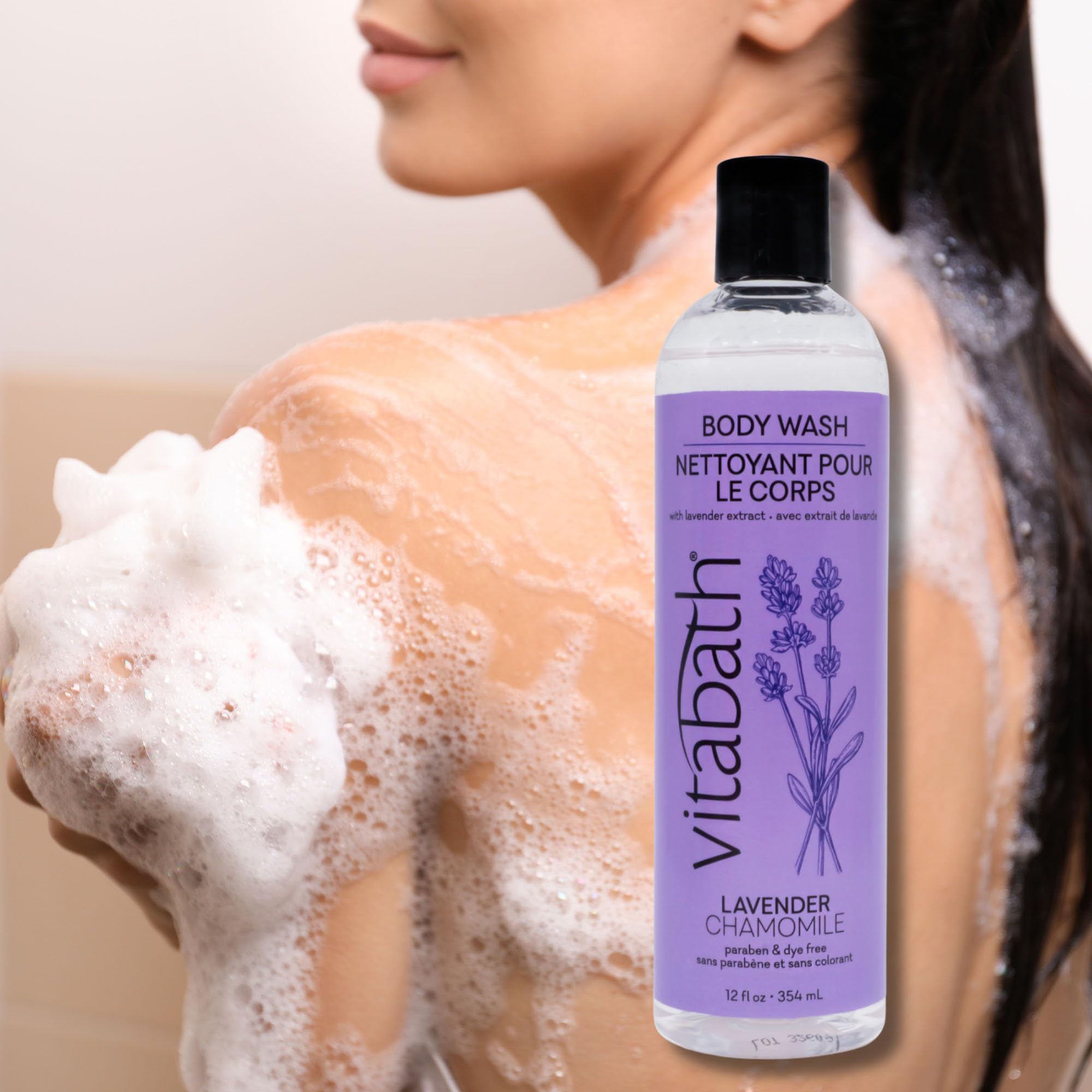 Vitabath Lavender Chamomile Body Wash Moisturizing Bath & Shower Cleanser Infused with Vanilla - Skin-Softening Aromatherapy - Cruelty-Free, Paraben-Free - 10 oz