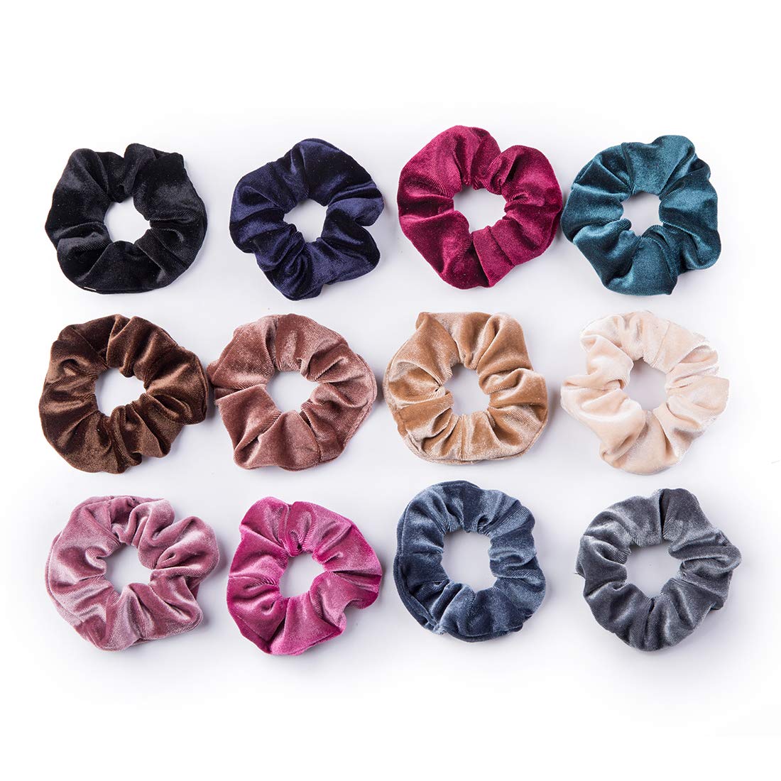 12 Pack Velvet Hair Scrunchies Scrunchy Hair Ties Elastic Hair Bands Ropes Scrunchie for Women or Girls Hair Accessories(12 Colors)
