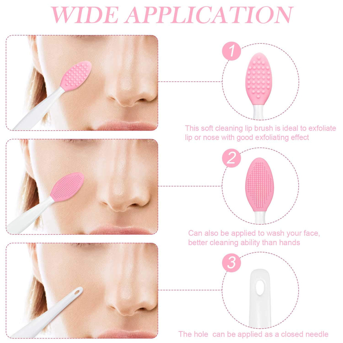 Silicone Exfoliating Lip Brush Double-sided Lip Brush Soft Cleaning Lip Brush Beauty Tool for Smoother Skin and Fuller Lip Appearance, 6 Colors (30)